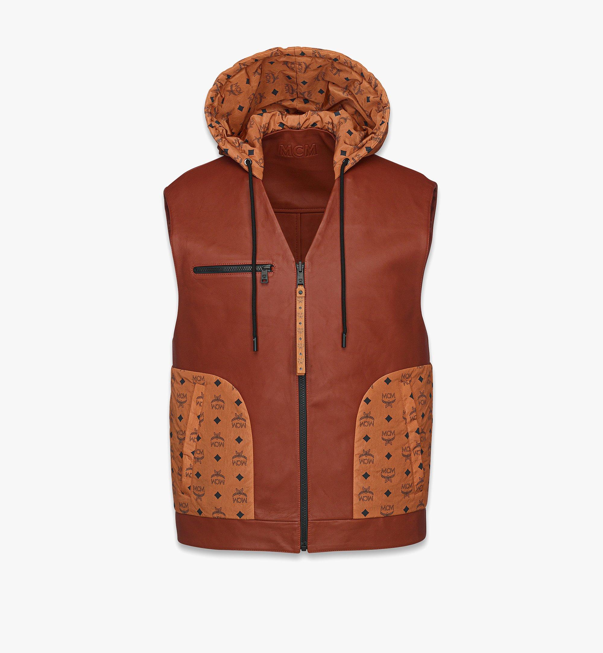 MCM Reversible Vest in Lamb Leather and Monogram Nylon Brown MHVFSMM02NR044 Alternate View 1