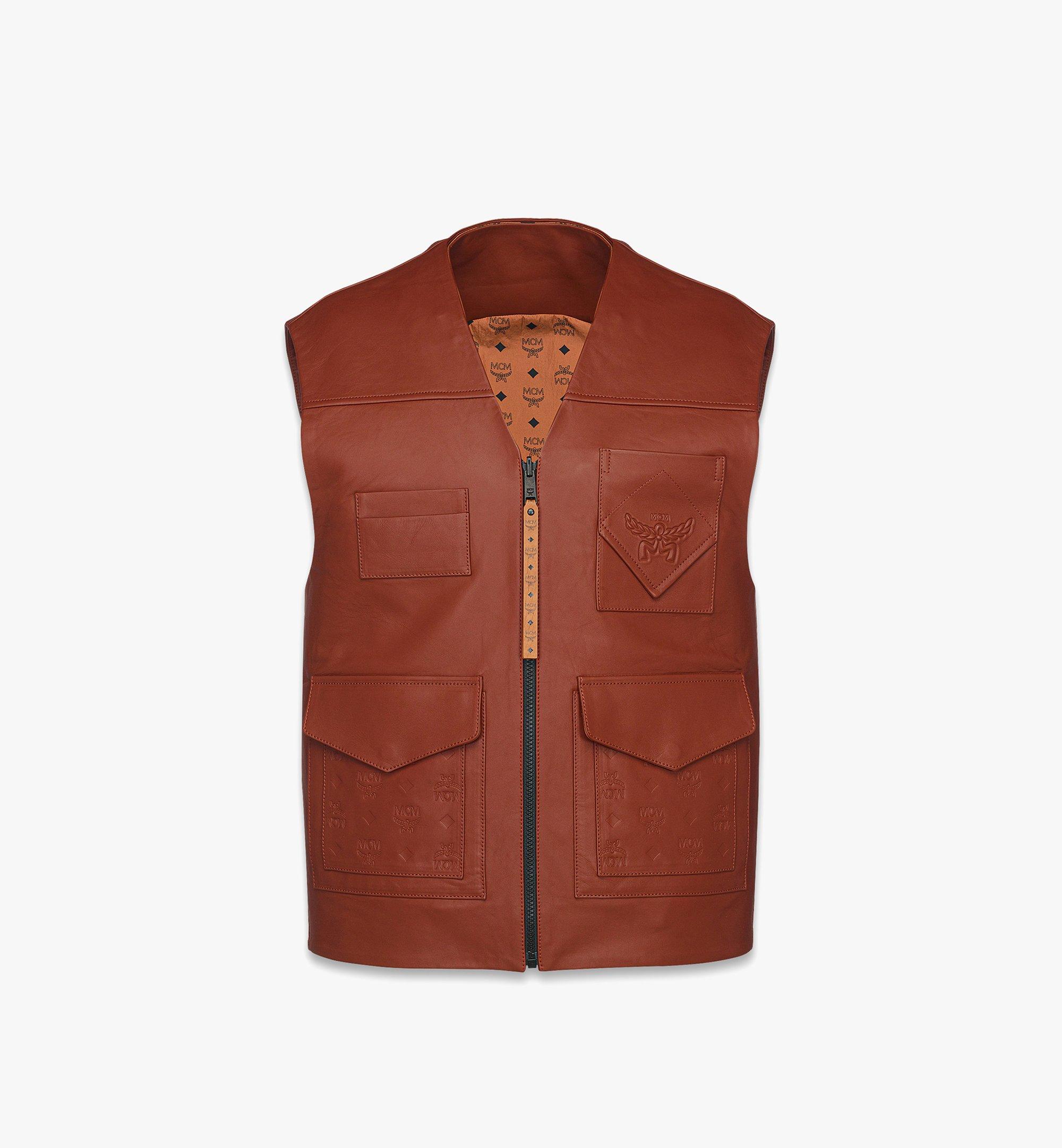 MCM Reversible Vest in Lamb Leather and Monogram Nylon Brown MHVFSMM02NR044 Alternate View 2