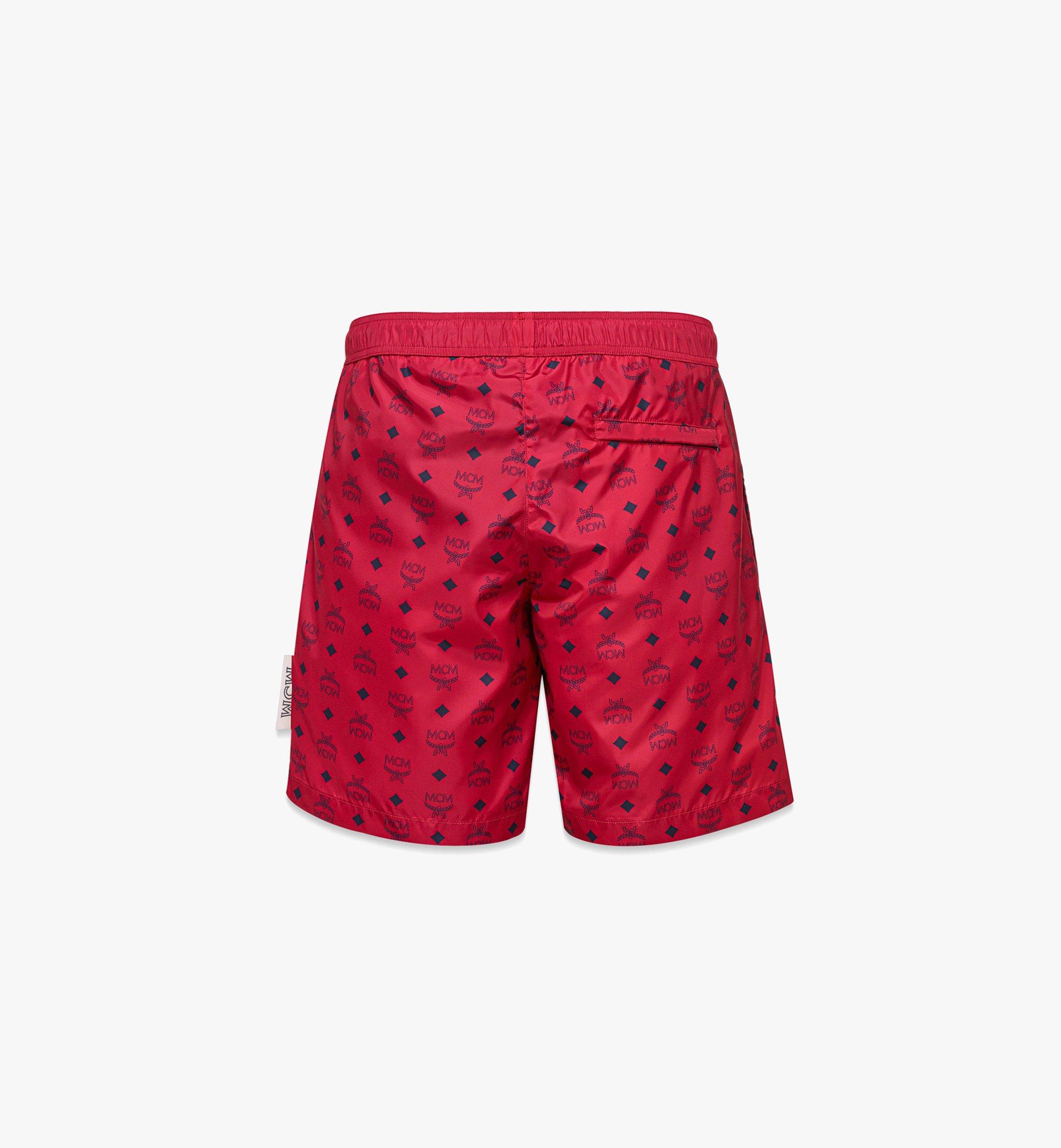 Medium Monogram Print Swim Trunks Red