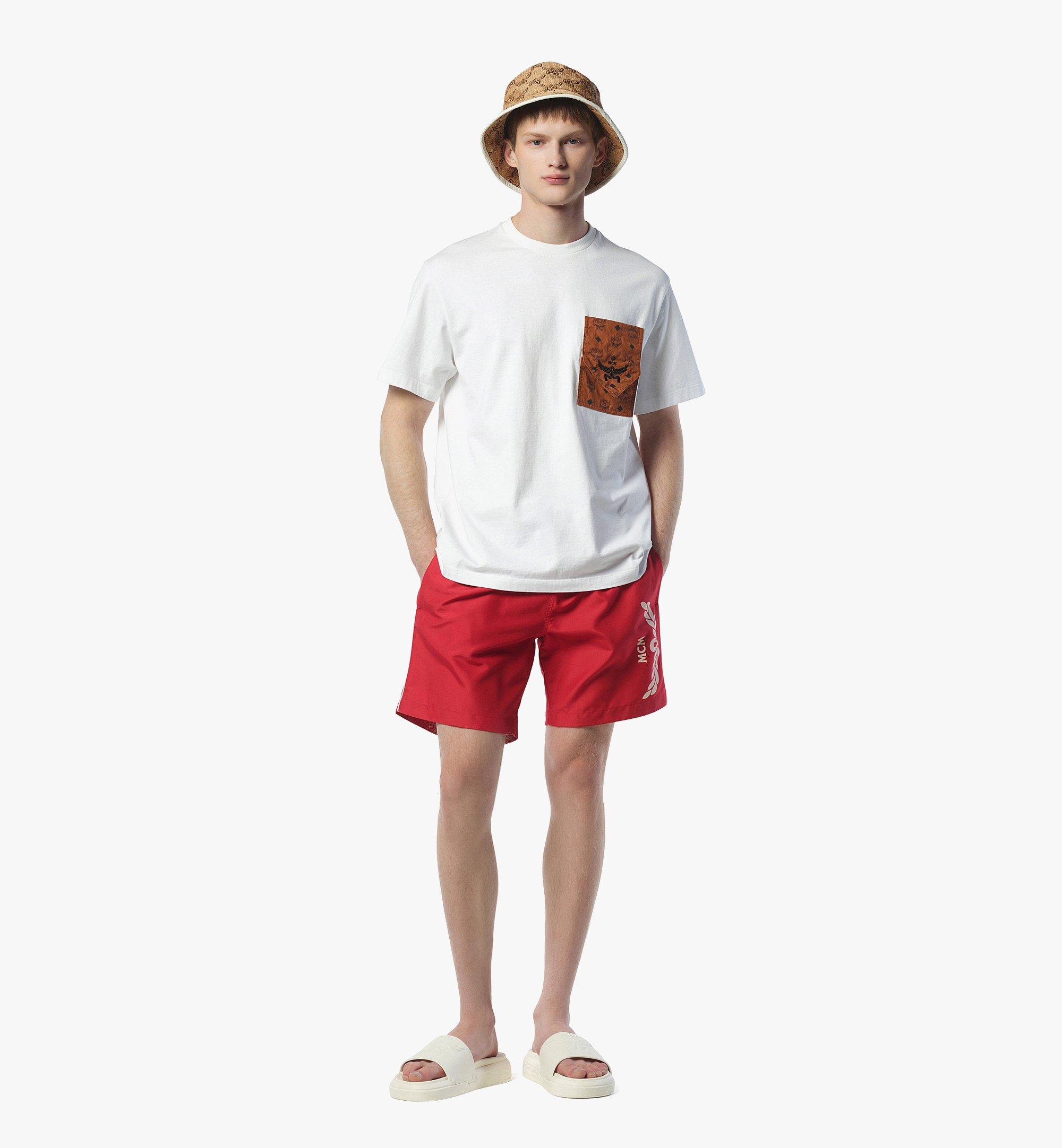 MCM Logo Print Swim Trunks Red MHWFSMM03XC2XL Plus de photos 2