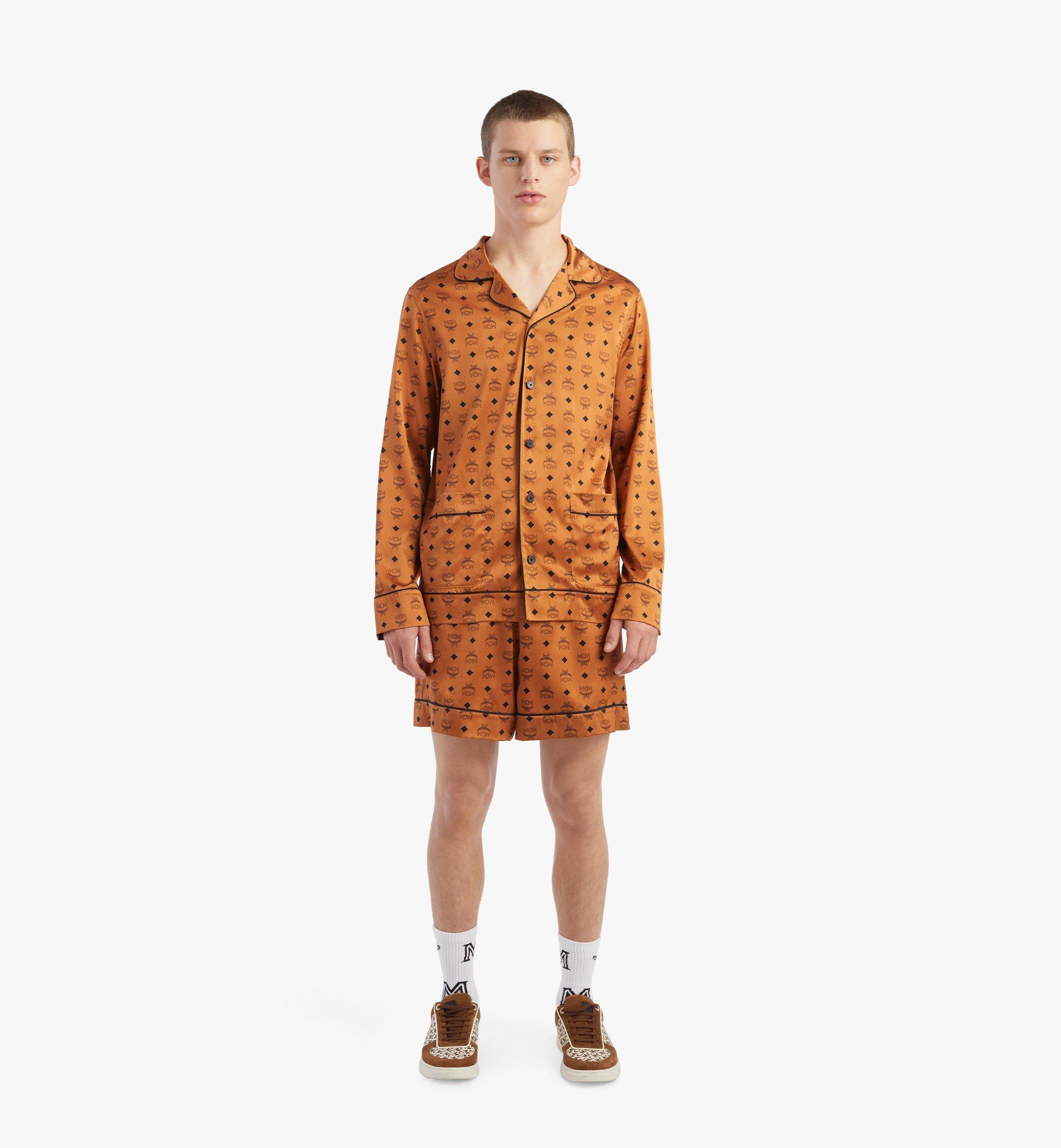 MCM Classic Logo Silk Pajama Shirt Cognac MHXBSMM08CO0XL 更多视角 2