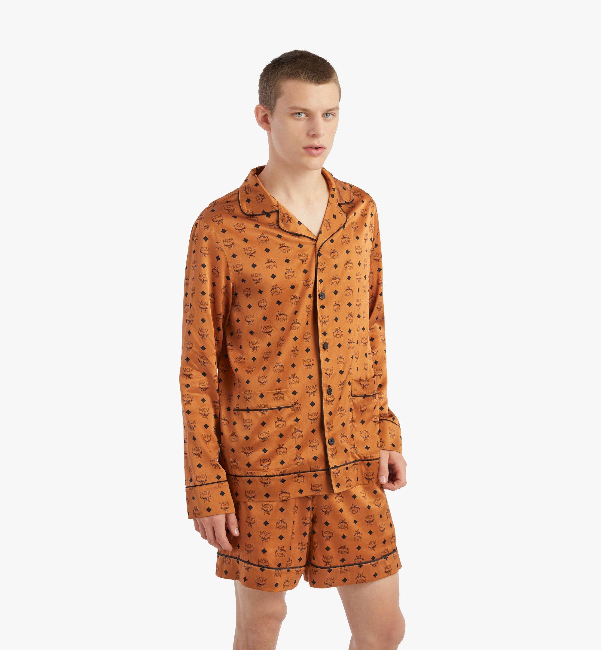 MCM Classic Logo Silk Pajama Shirt Cognac MHXBSMM08CO0XL 更多视角 4
