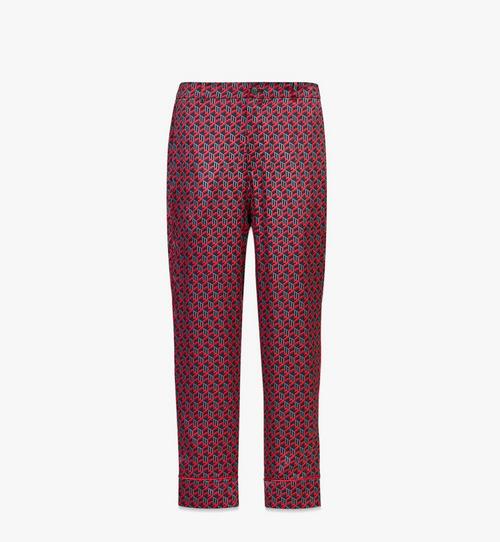 Pantalon de pyjama unisexe en satin de soie à monogramme cubique
