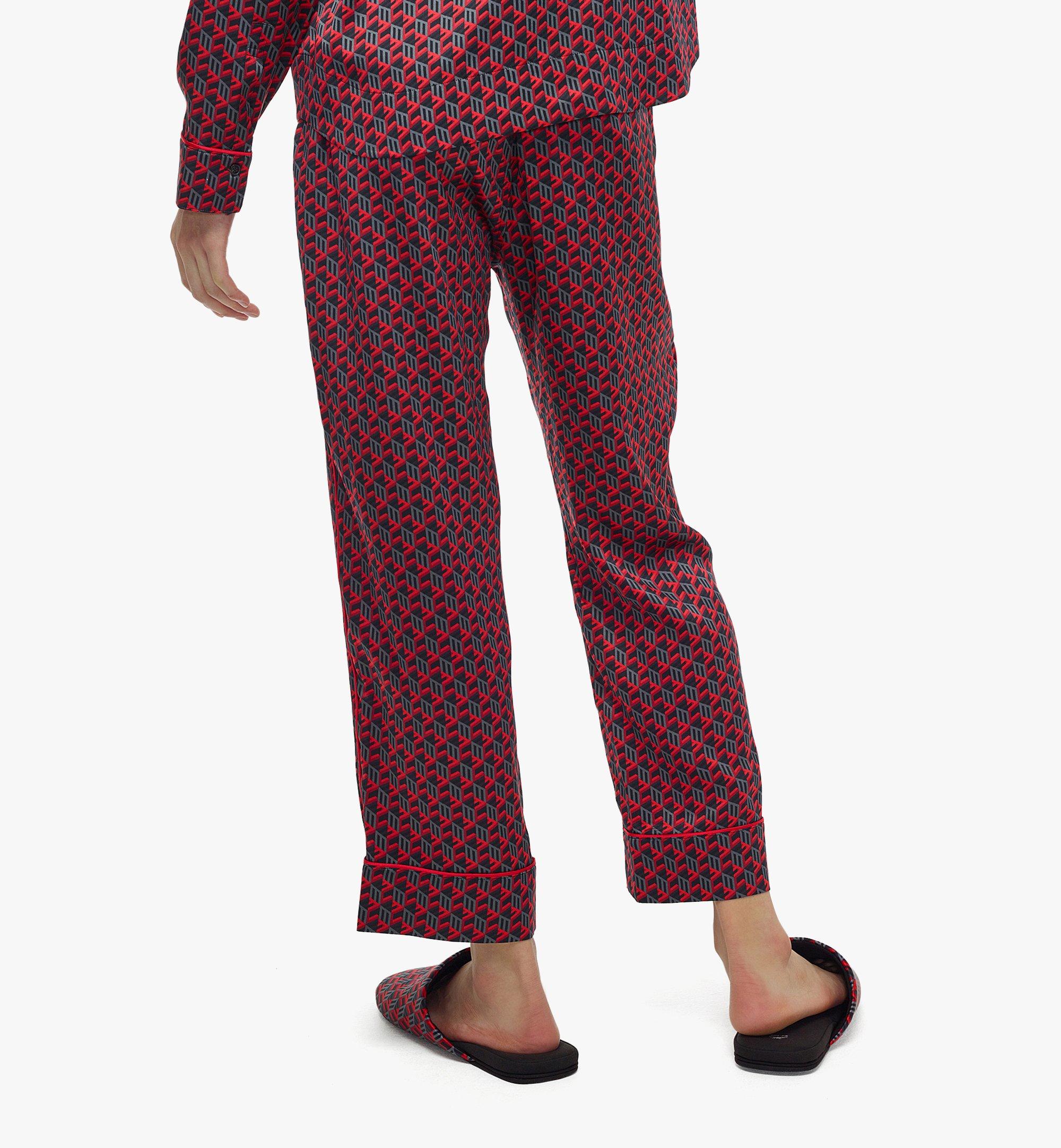 MCM Unisex Cubic Monogram Silk Satin Pajama Pants Red MHXCSCK03R000L Alternate View 2