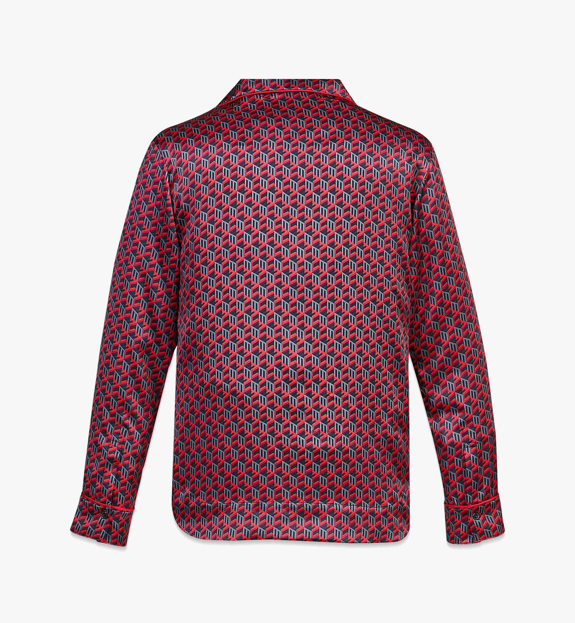 MCM Unisex Cubic Monogram Silk Satin Pajama Shirt Red MHXCSCK04R000L Alternate View 1