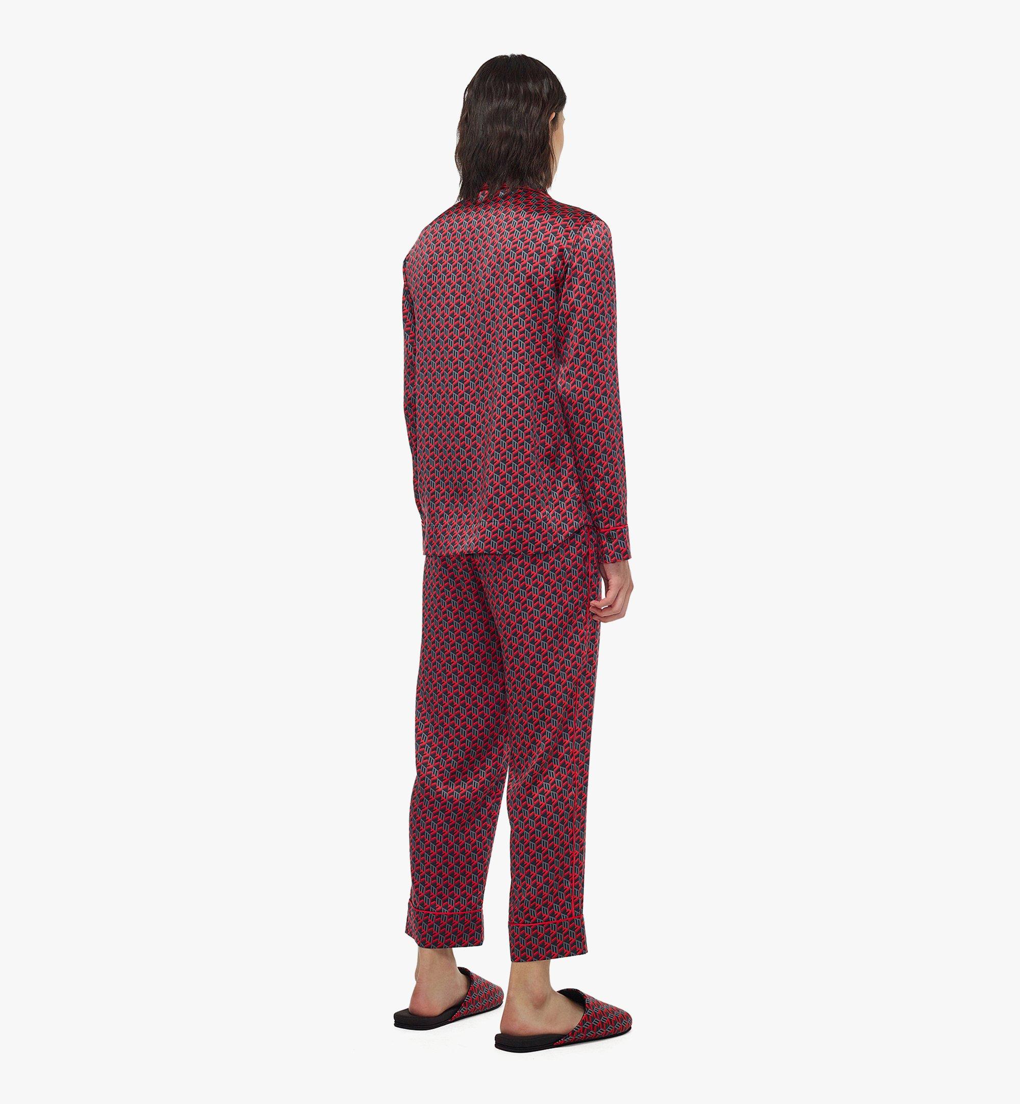 MCM Unisex Cubic Monogram Silk Satin Pajama Shirt Red MHXCSCK04R000L Alternate View 2