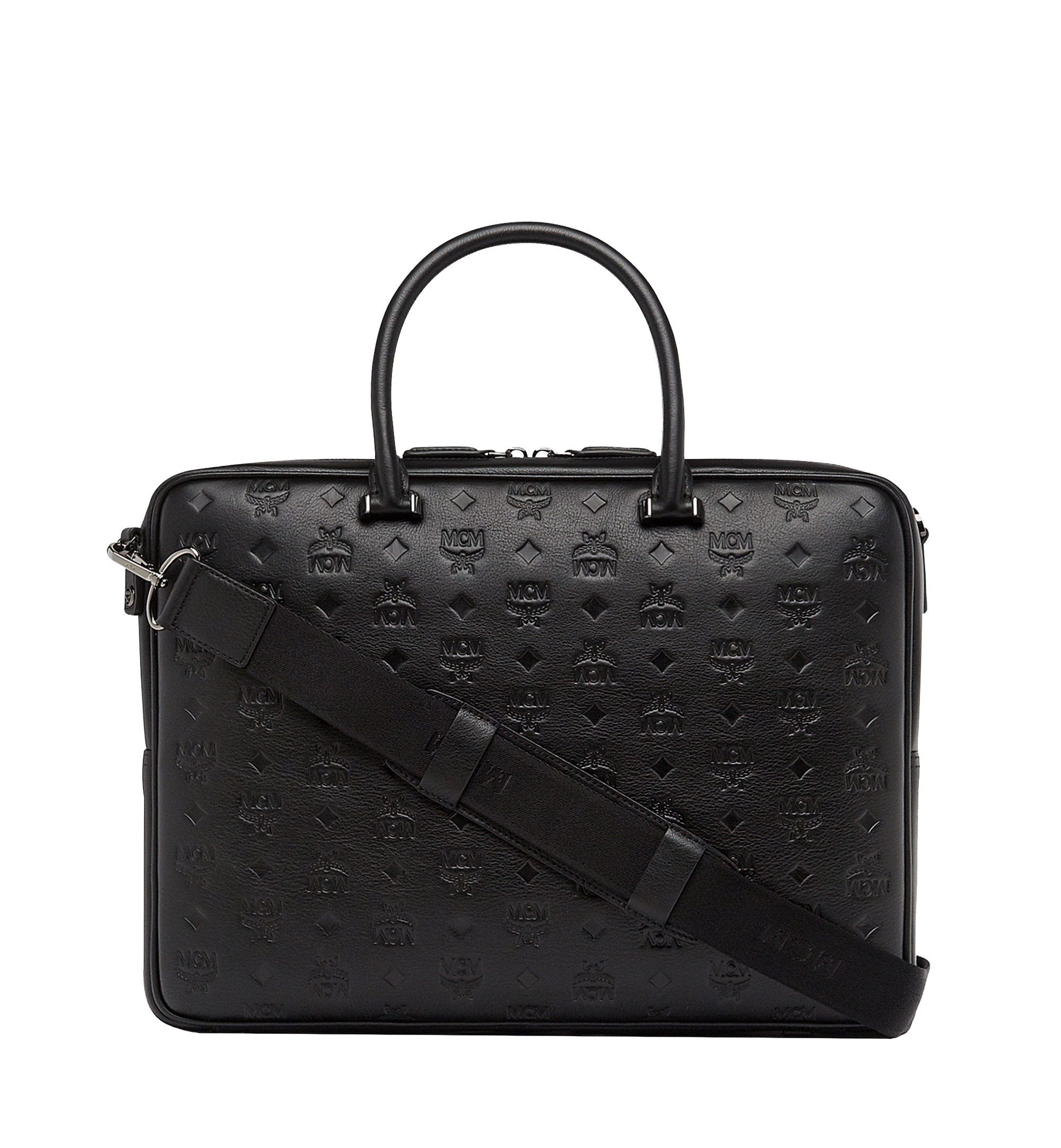 MCM Ottomar Briefcase in Monogram Leather Black MMF8SOT02BK001 Alternate View 3