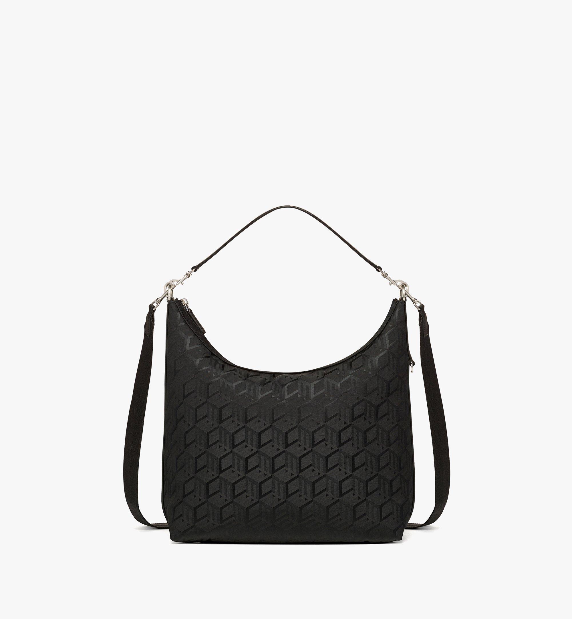 MCM Aren Hobo Bag in Cubic Jacquard Nylon Black MMHDSTA01BK001 Alternate View 1