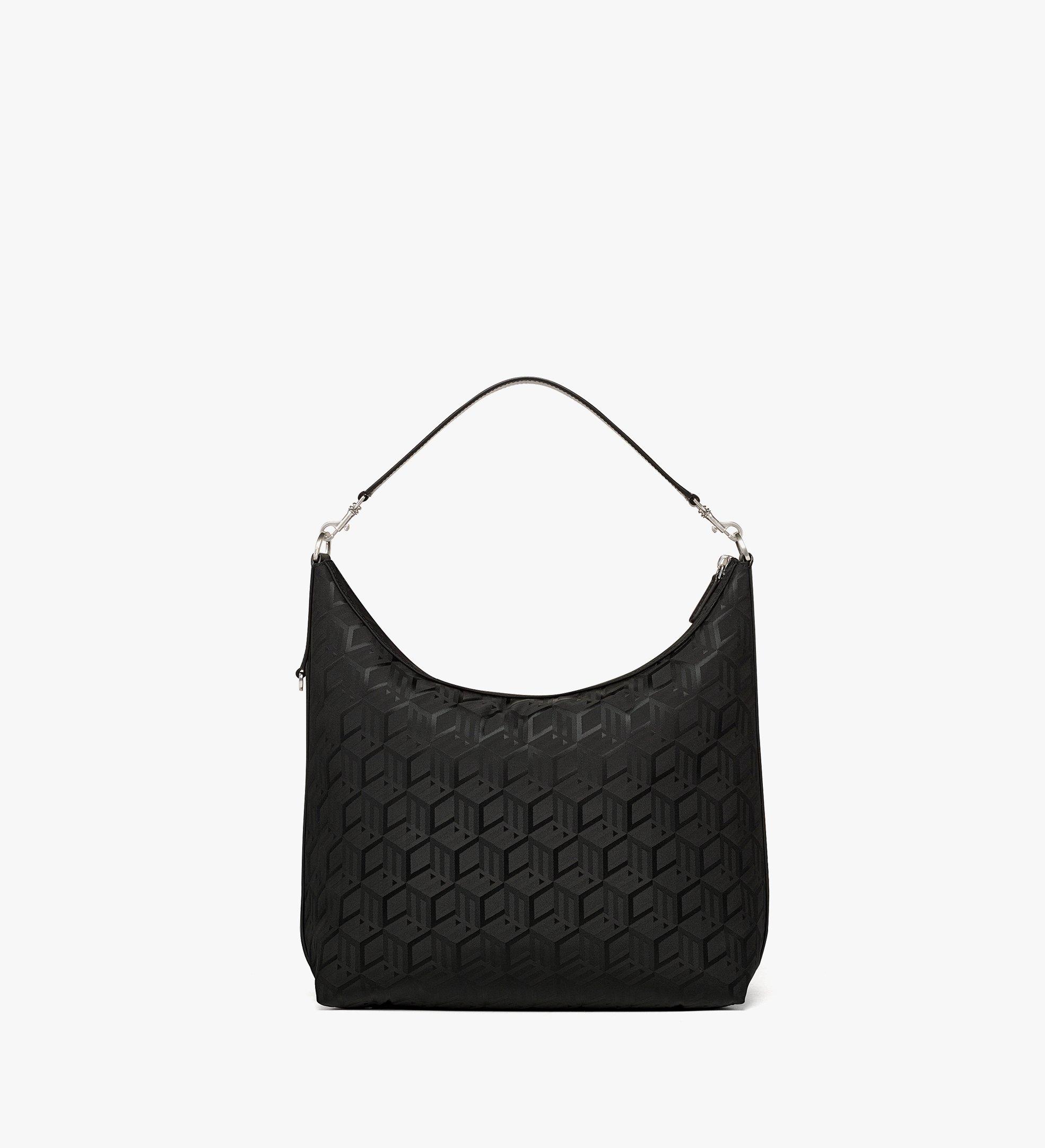 MCM Aren Hobo Bag in Cubic Jacquard Nylon Black MMHDSTA01BK001 Alternate View 3