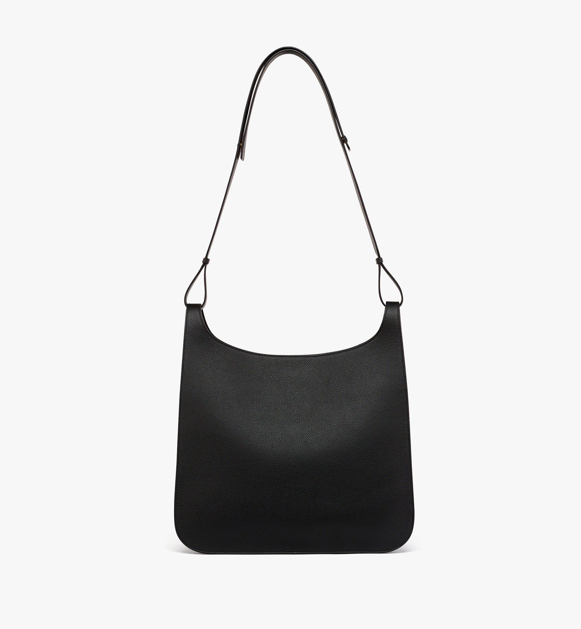 Large Himmel Hobo in Embossed Logo Leather Black MCM ®JP