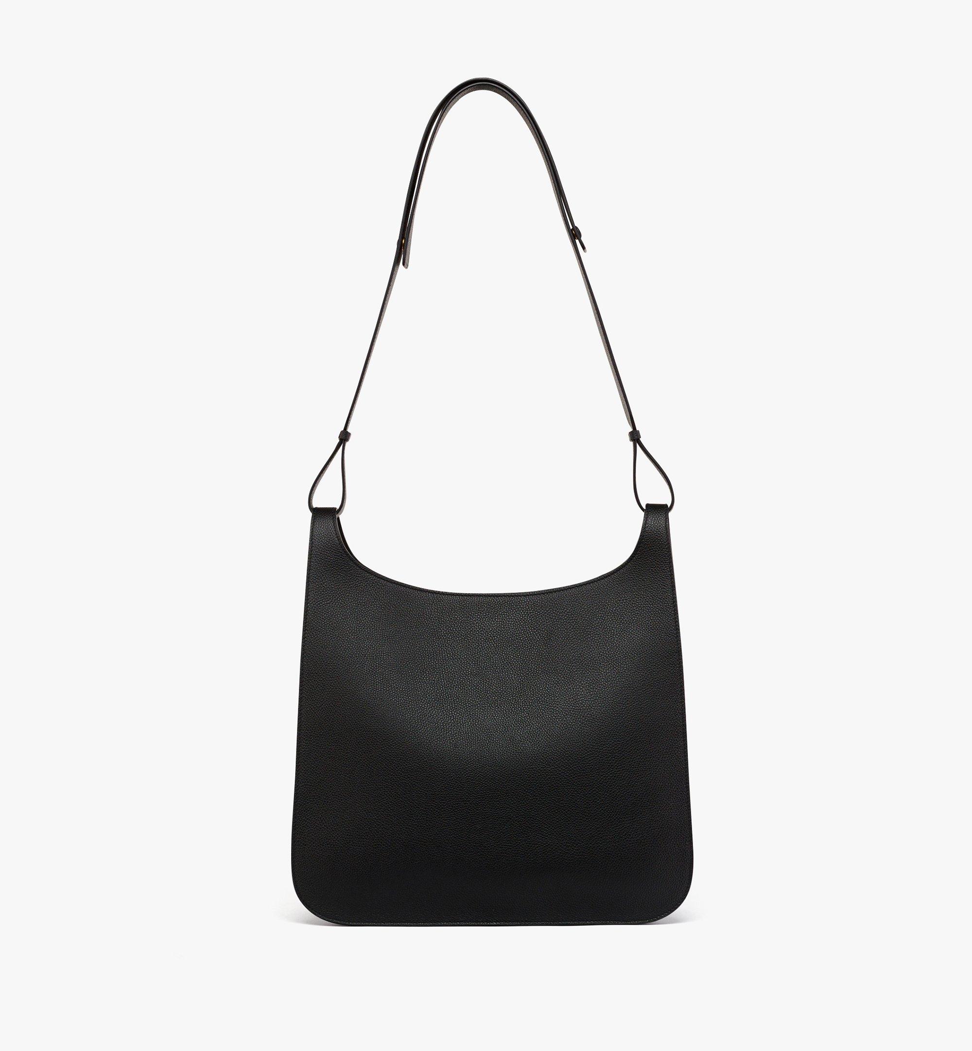 Large Himmel Hobo in Embossed Logo Leather Black | MCM ®SG