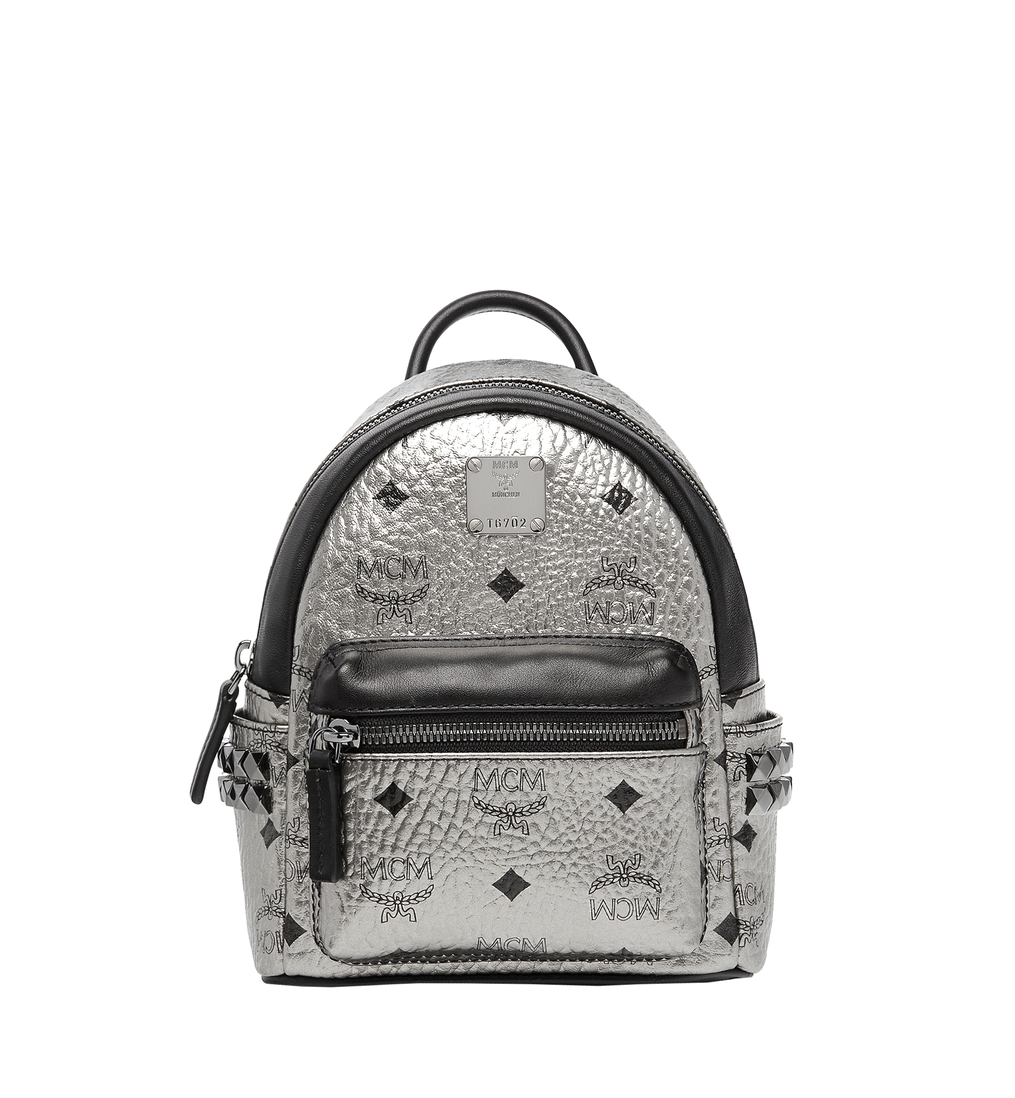 X Mini Stark Bebe Boo Side Studs Backpack in Visetos Silver MCM CA