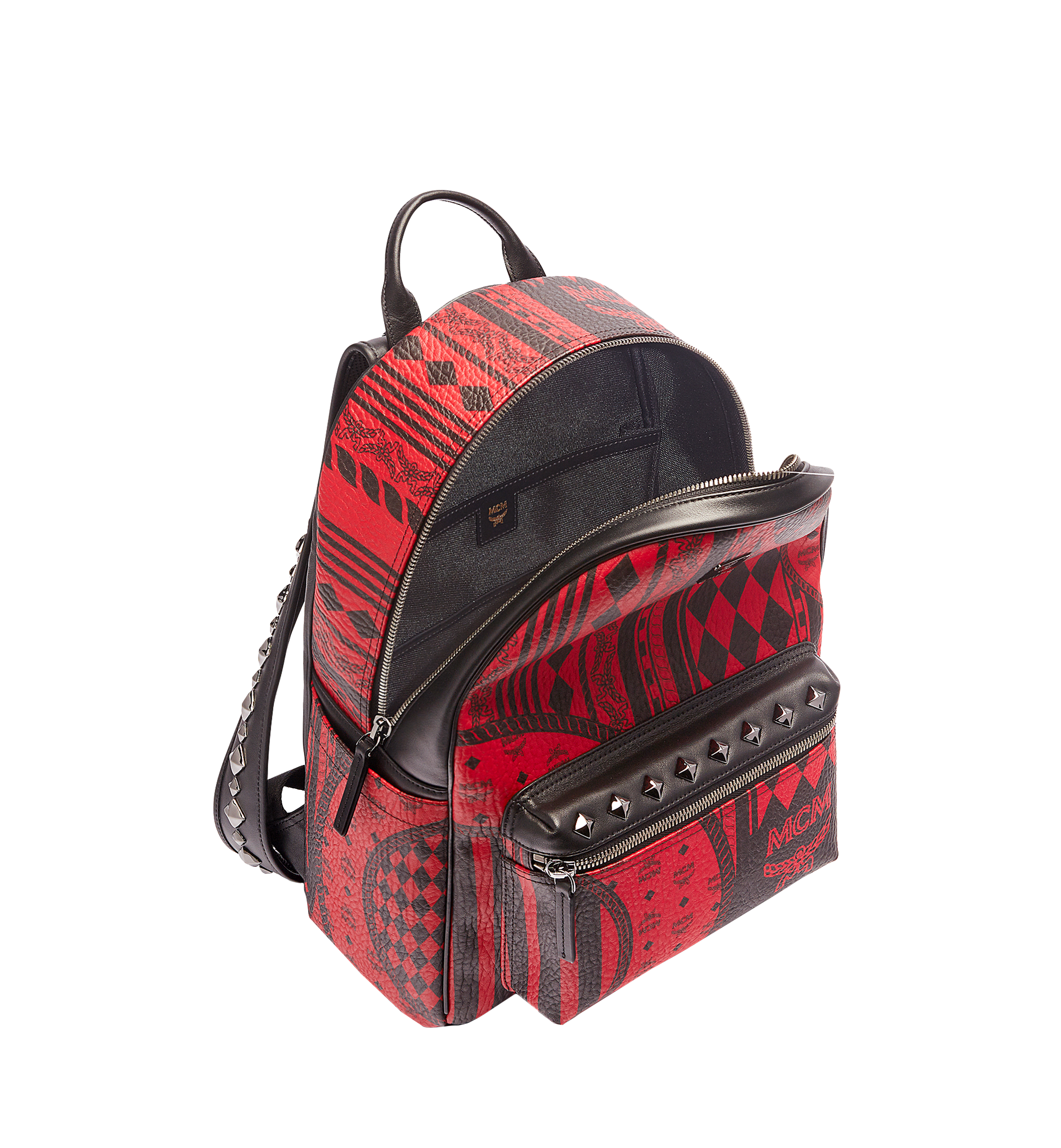 MCM Stark Baroque Print Backpack in Red