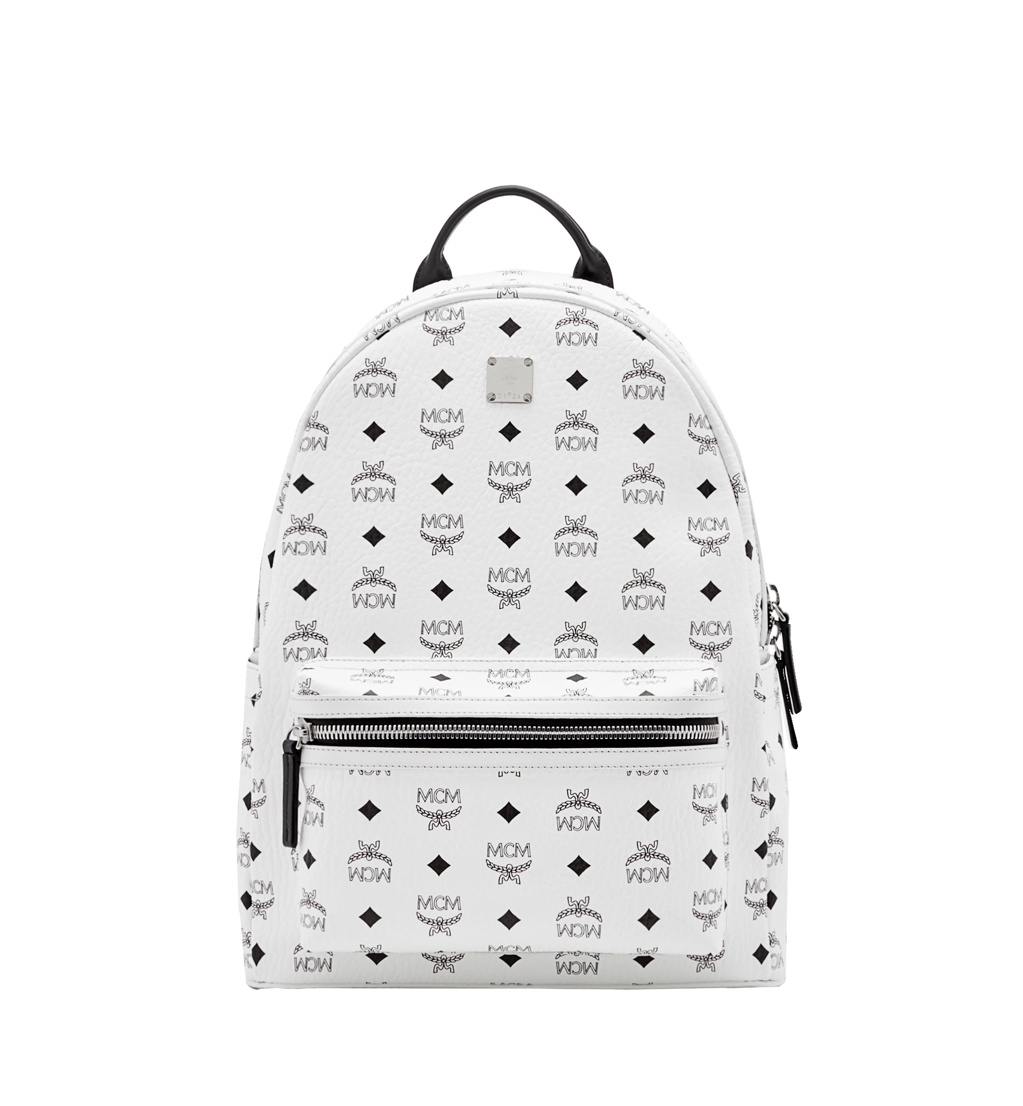 black and white mcm backpack