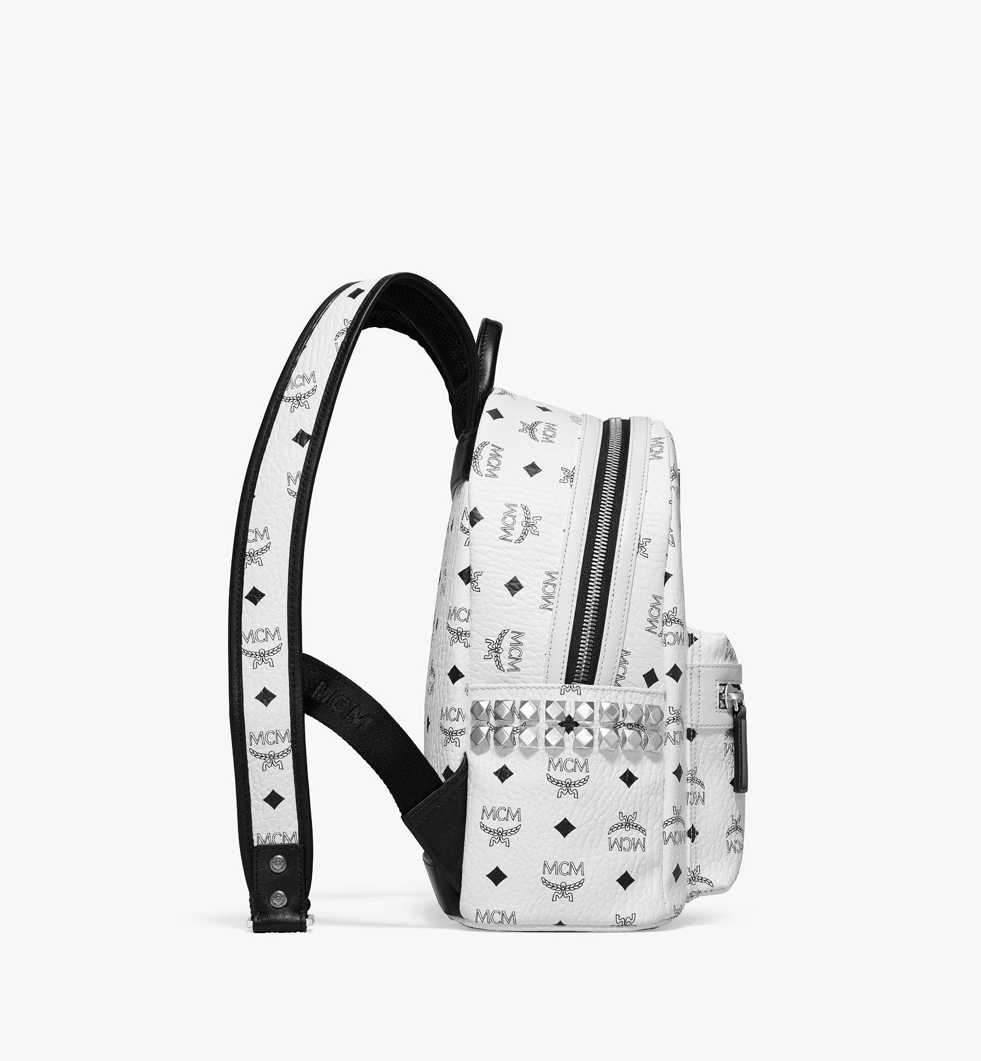 MCM Stark Side Studs Backpack in Visetos White MMK6SVE37WT001 Alternate View 1