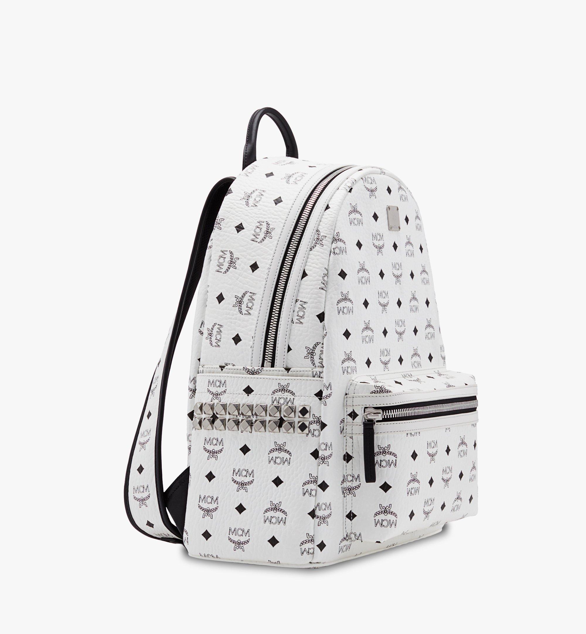 MCM Stark Side Studs Backpack in Visetos White MMK6SVE38WT001 Alternate View 1