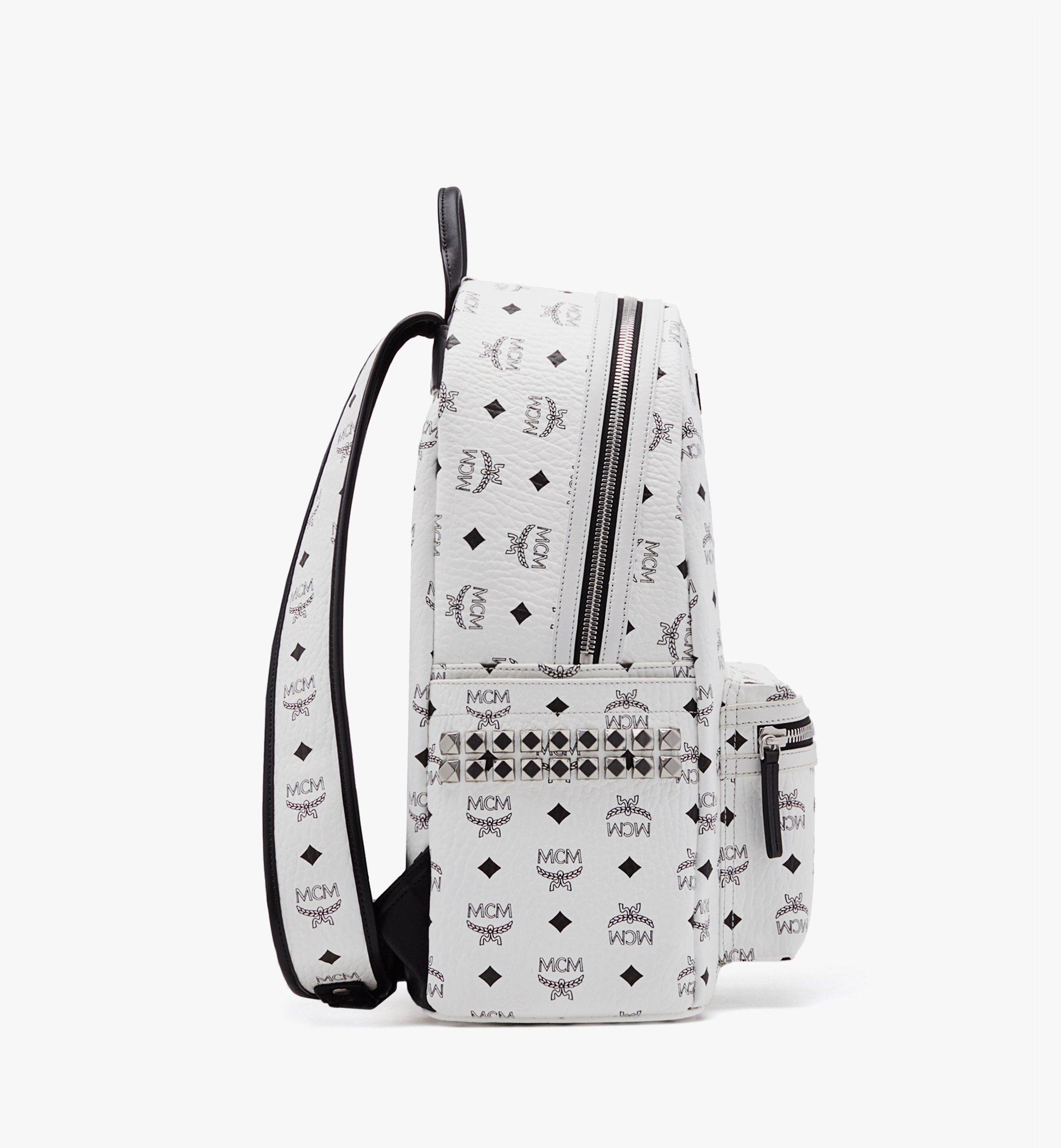 Medium Stark Side Studs Backpack in Visetos White