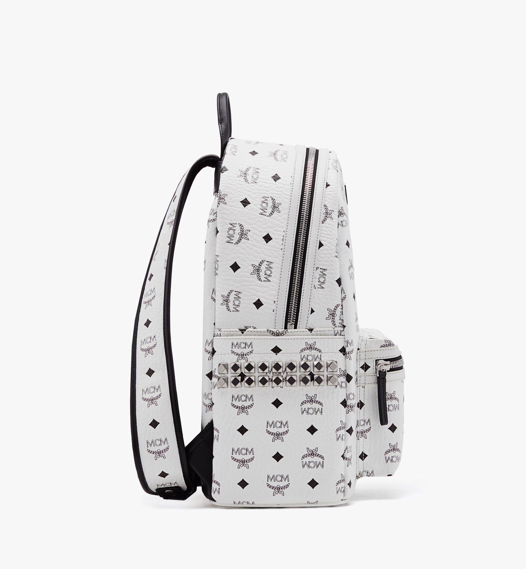 mcm black and white backpack
