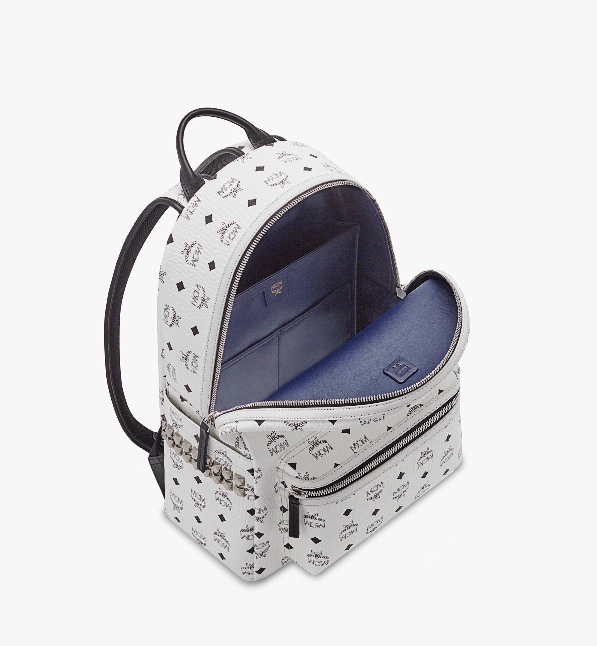 Medium Stark Side Studs Backpack in Visetos White MCM US