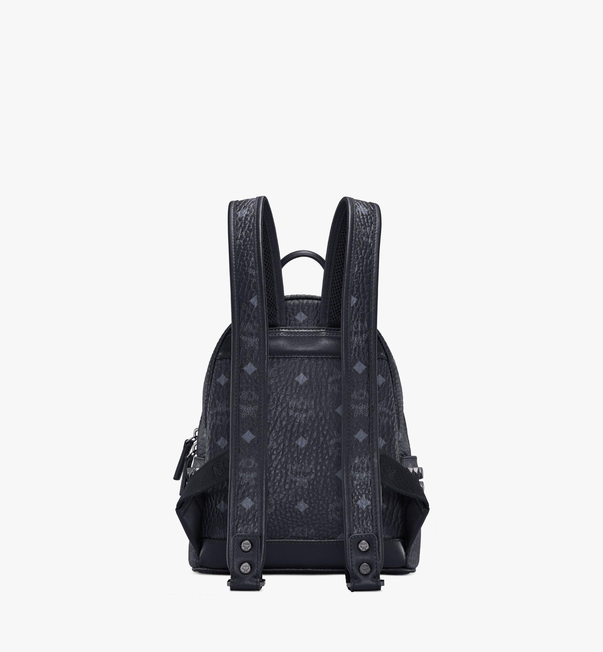 MCM Stark Backpack Visetos Side Studs Large Black in Coated Canvas with  Gunmetal - US