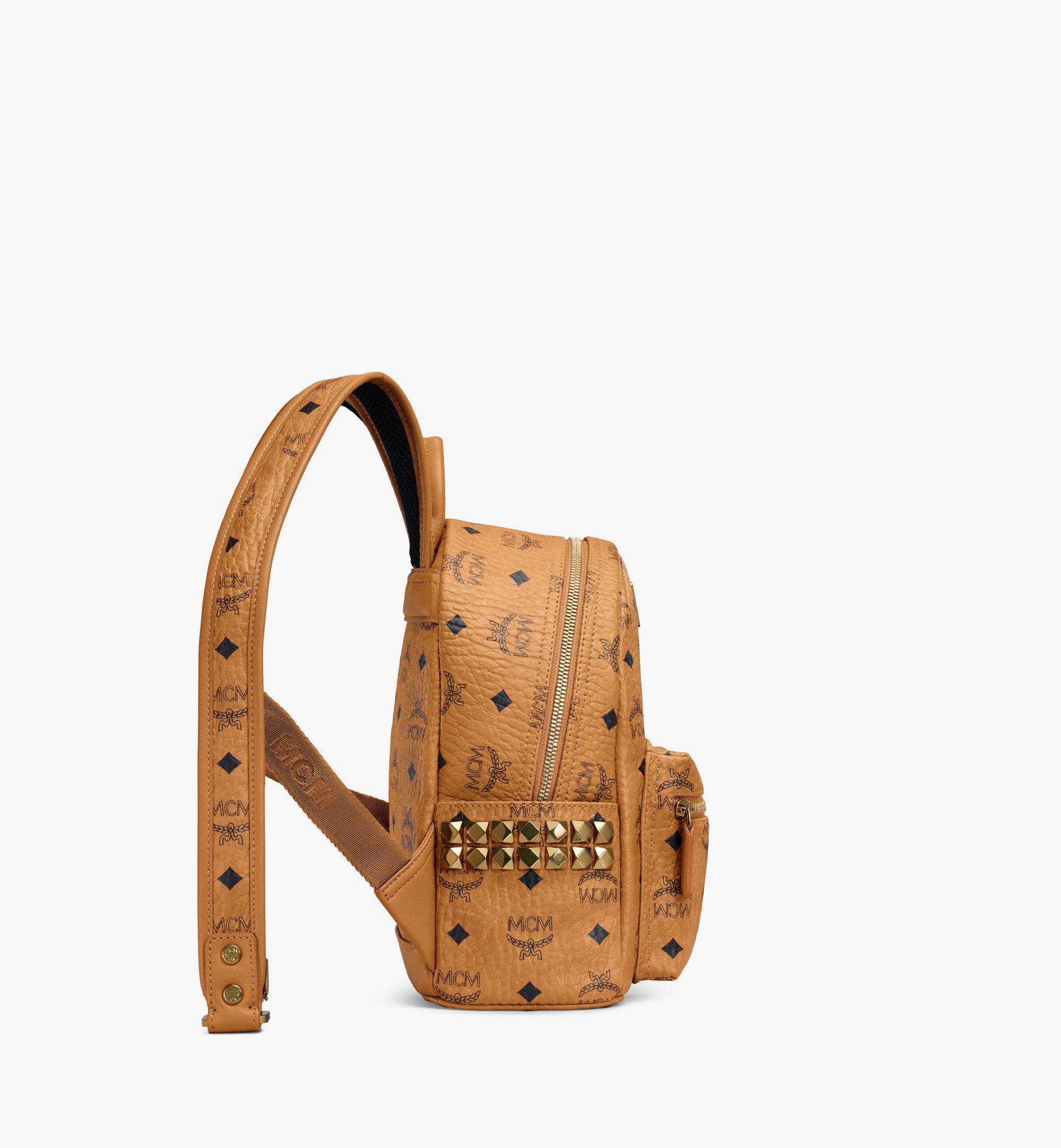 Mcm Stark Side Studs Backpack in Visetos Cognac Visetos