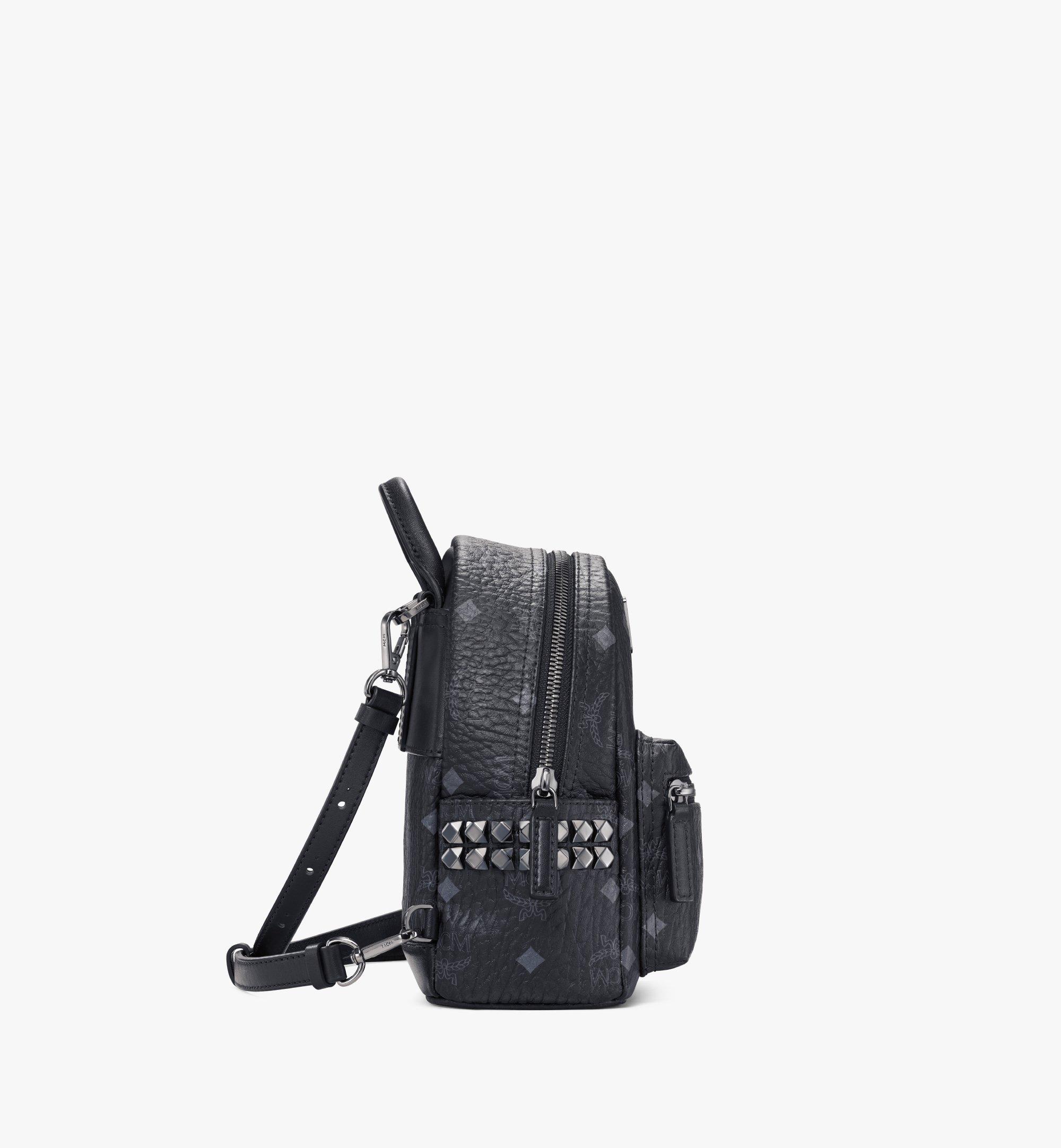 MCM Stark Bebe Boo Side Studs Backpack in Visetos Black MMK6SVE92BK001 Alternate View 1