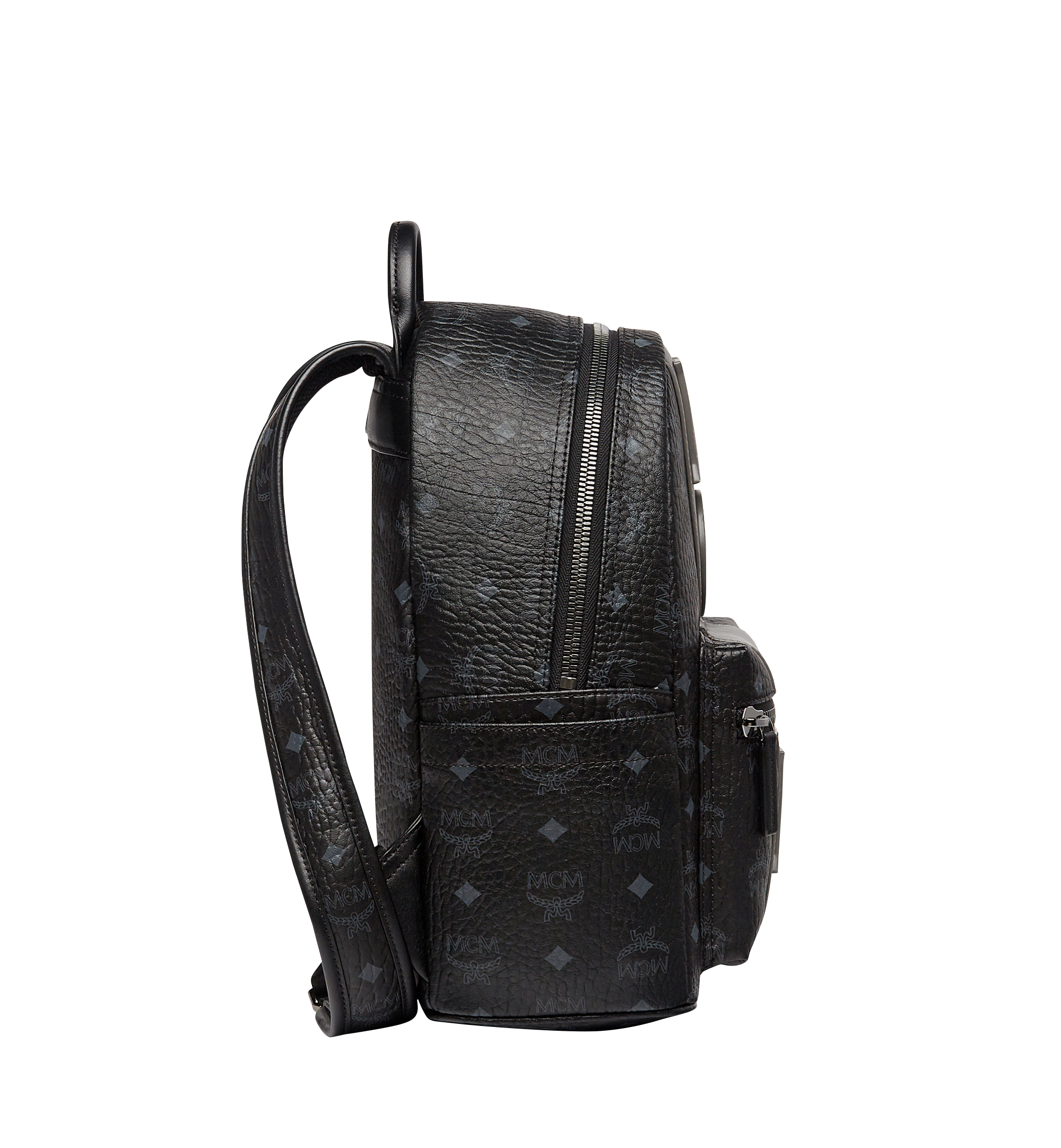 MCM Stark Logo Stripe Backpack in Visetos Black MMK7AVE23BK001 Alternate View 2