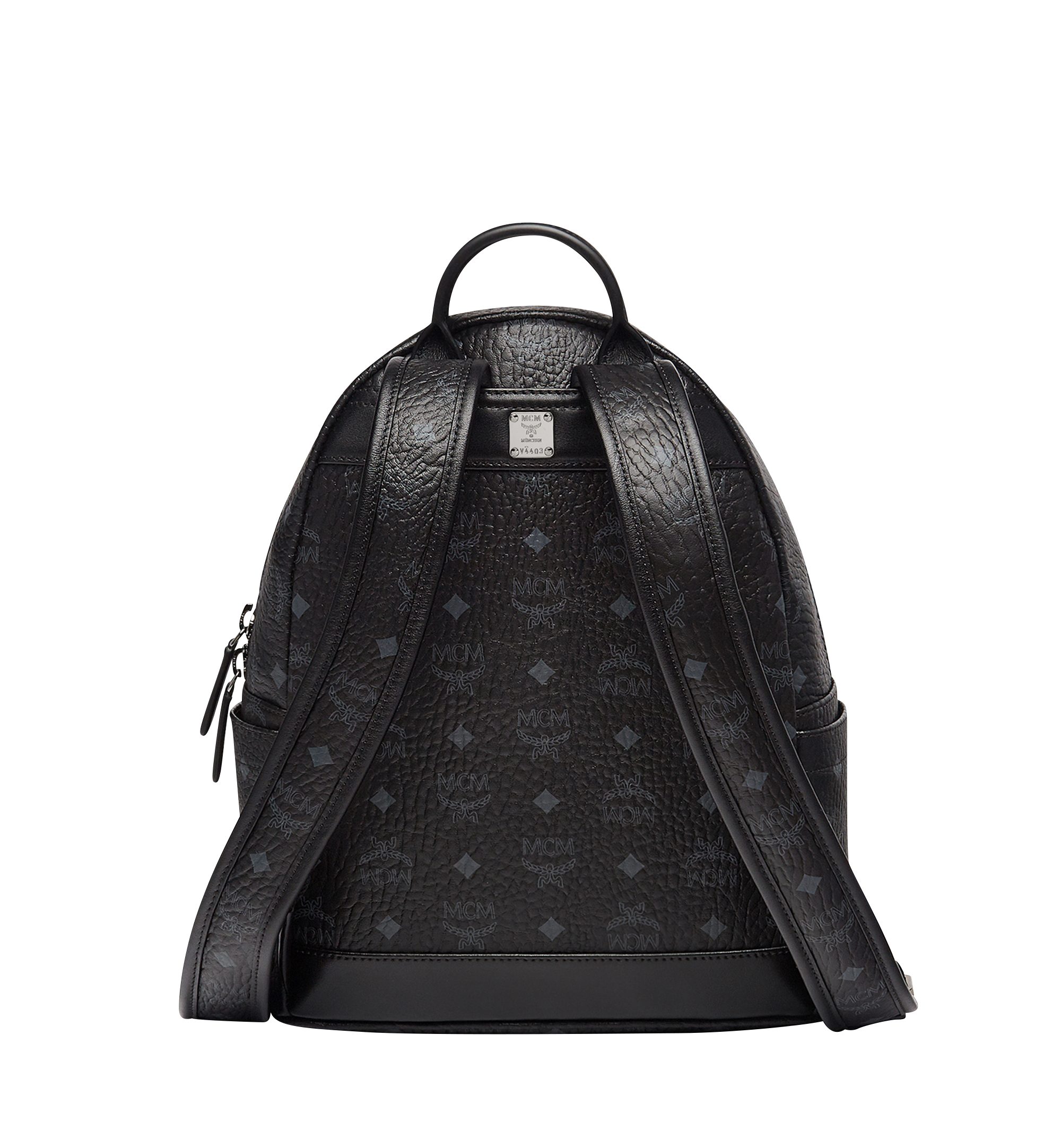 Small Stark Logo Stripe Backpack in Visetos Black MCM ES