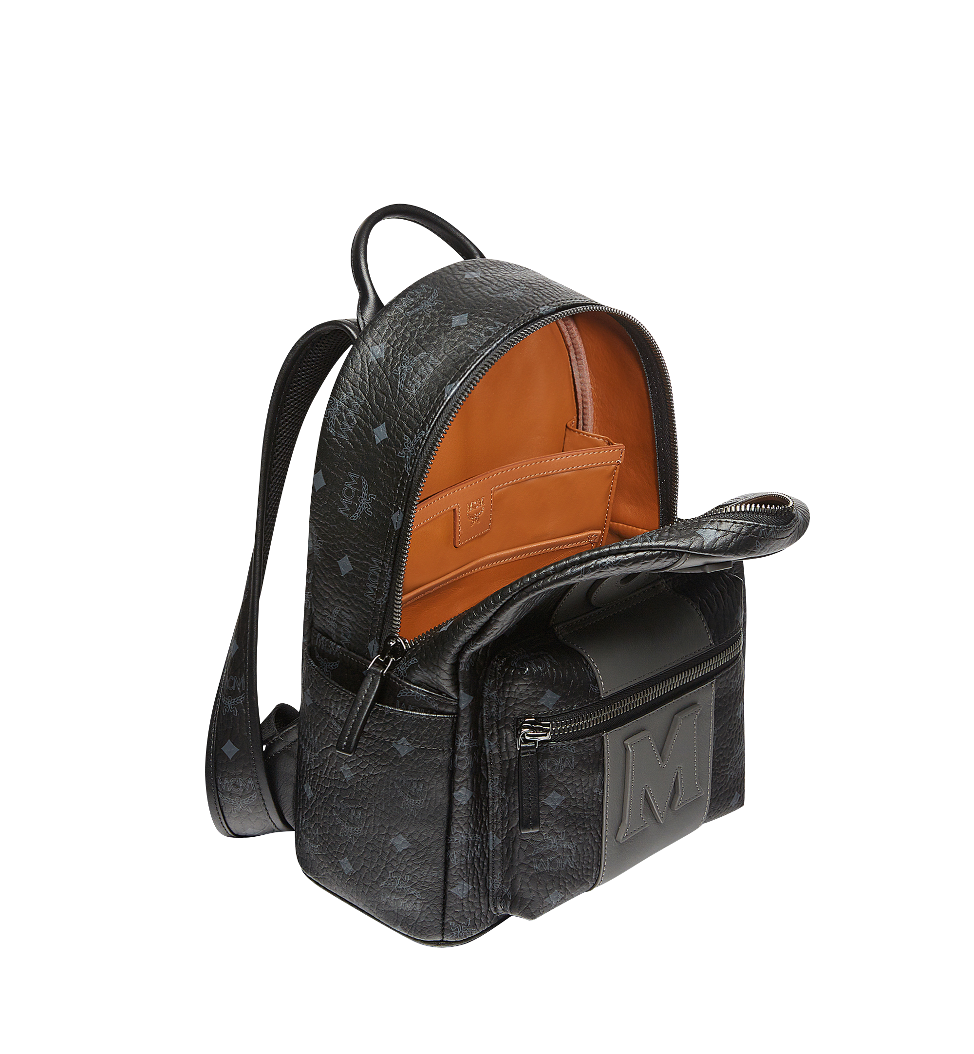 MCM Stark Logo Stripe Backpack in Visetos Black MMK7AVE23BK001 Alternate View 4