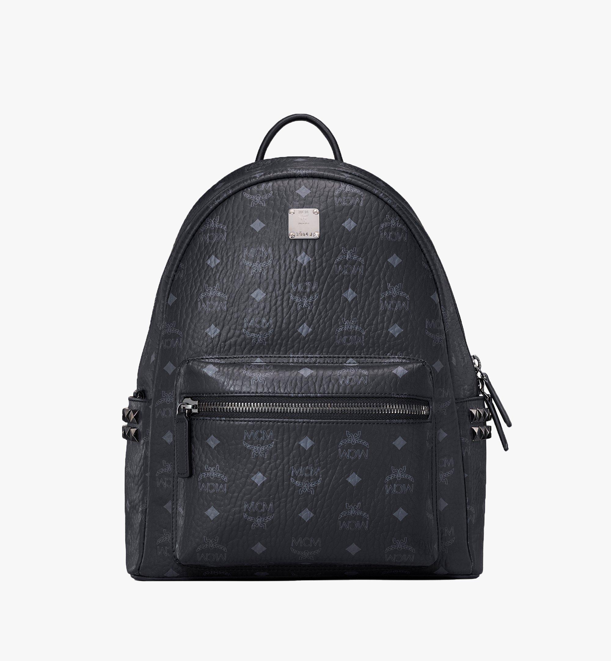 Small Medium Stark Side Studs Backpack in Visetos Black MCM CA