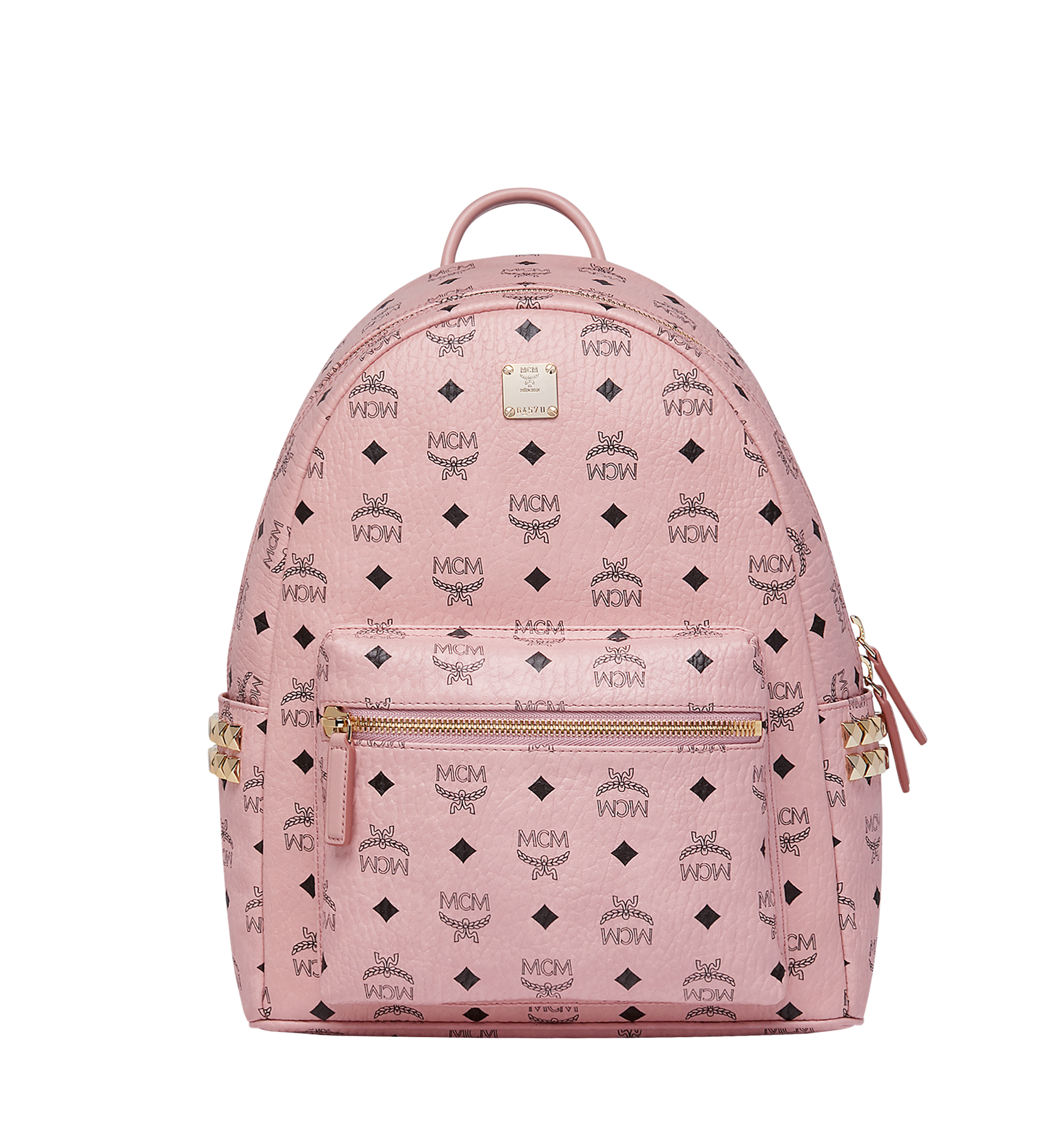 MCM Stark Side Stud Medium Backpack in Pink Visetos Canvas for