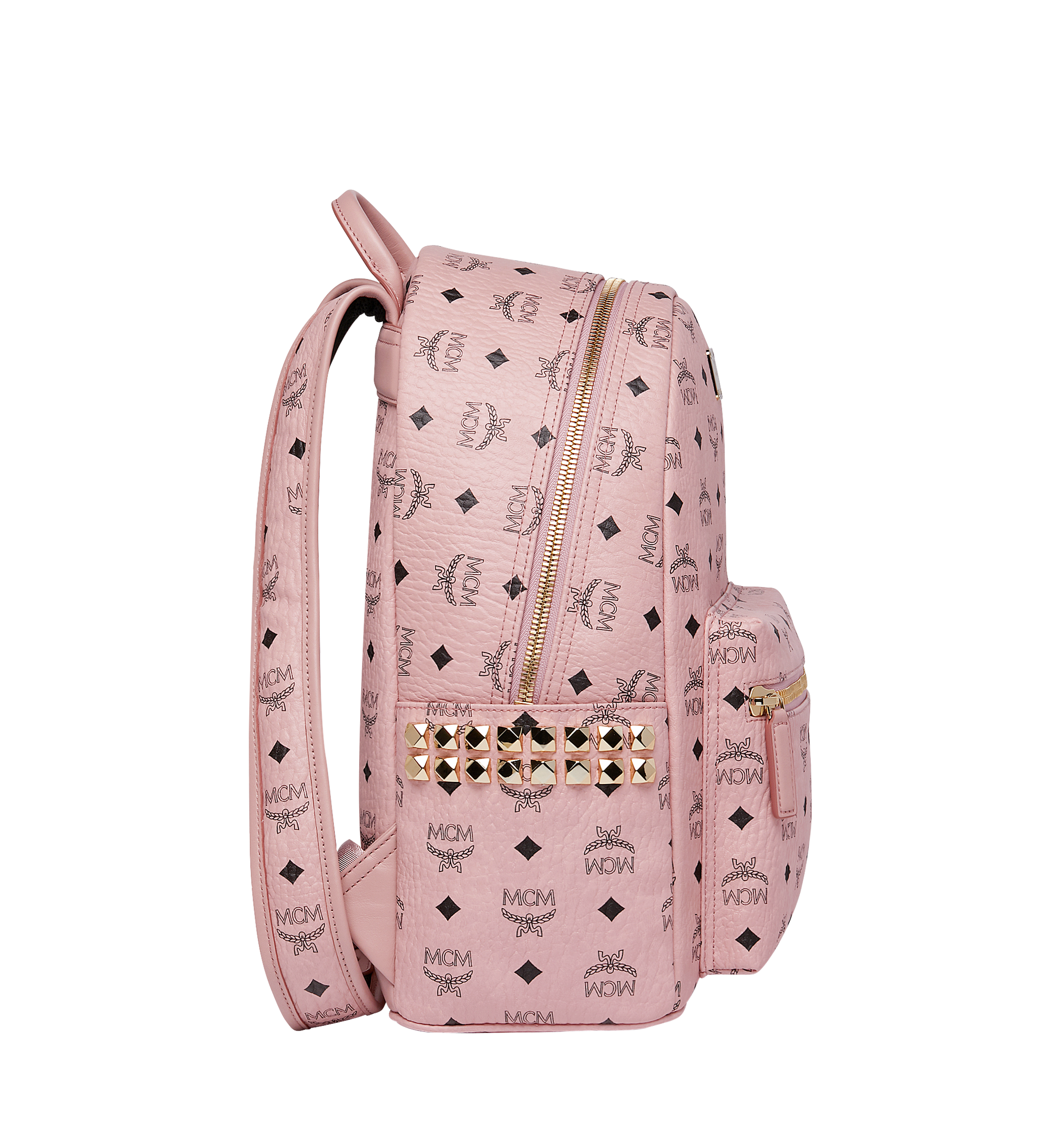 MCM Visetos Small Side Stud Stark Backpack Pink 1262775
