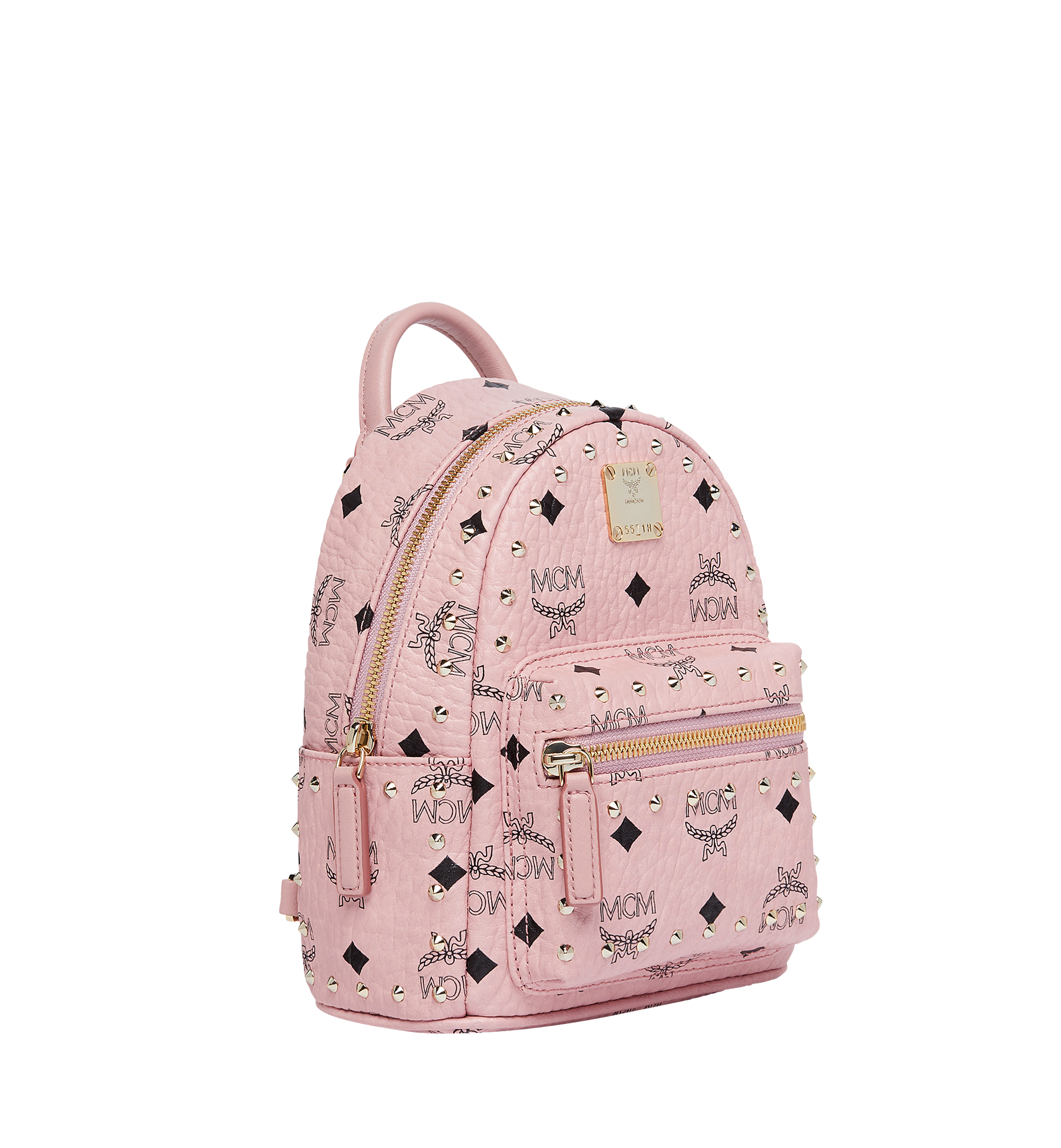 X Mini Stark Bebe Boo Backpack in Studded Outline Visetos SOFT PINK MCM DE