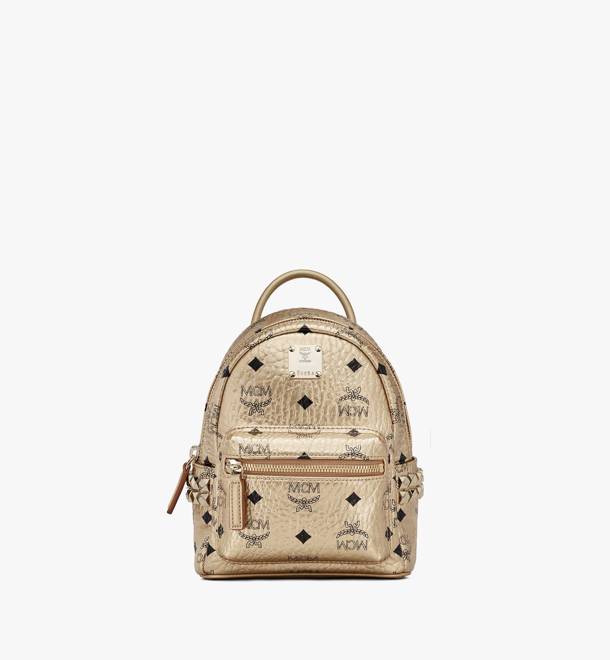 MCM Stark Bebe Boo Side Studs Backpack in Visetos Gold MMK8AVE50T1001 Alternate View 1