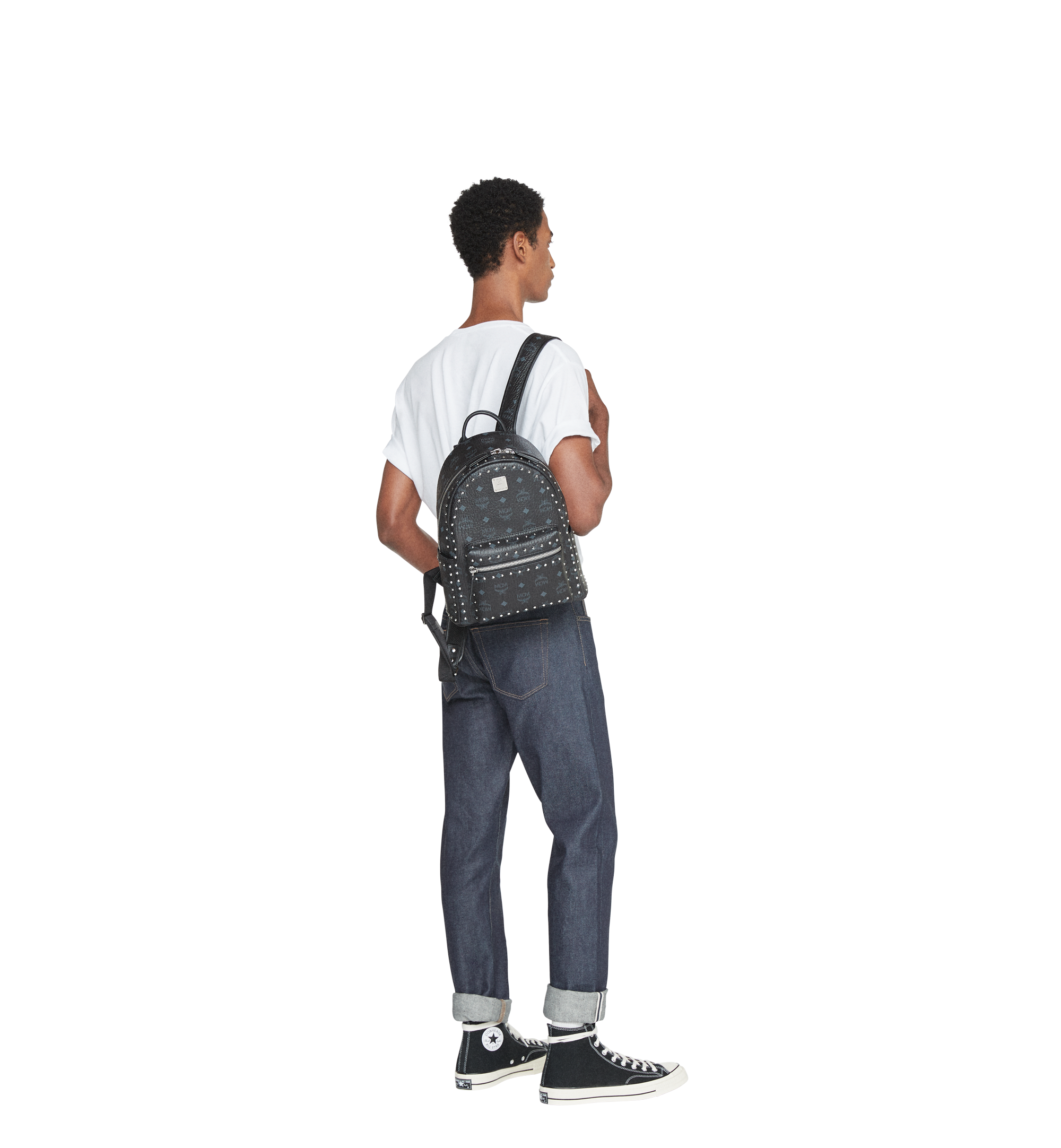 MCM Stark Backpack in Studded Outline Visetos Black MMK8AVE61BK001 Alternate View 4