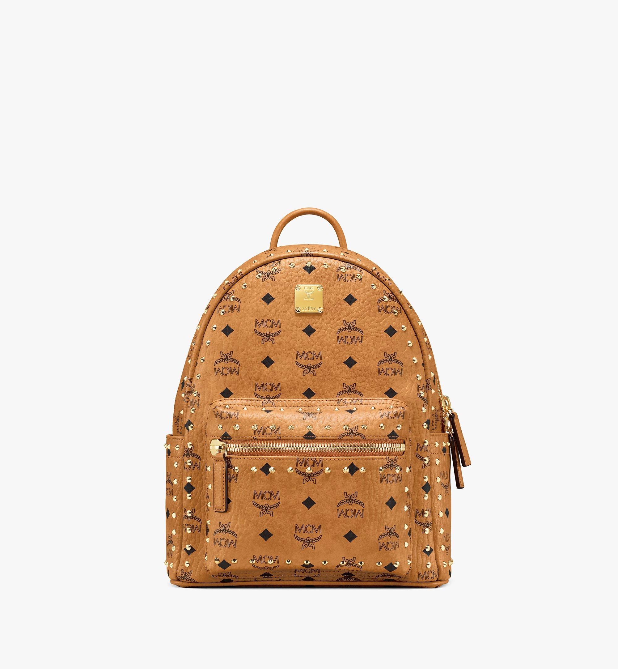 MCM Quilted Studded Visetos Leather Backpack, MCM Handbags