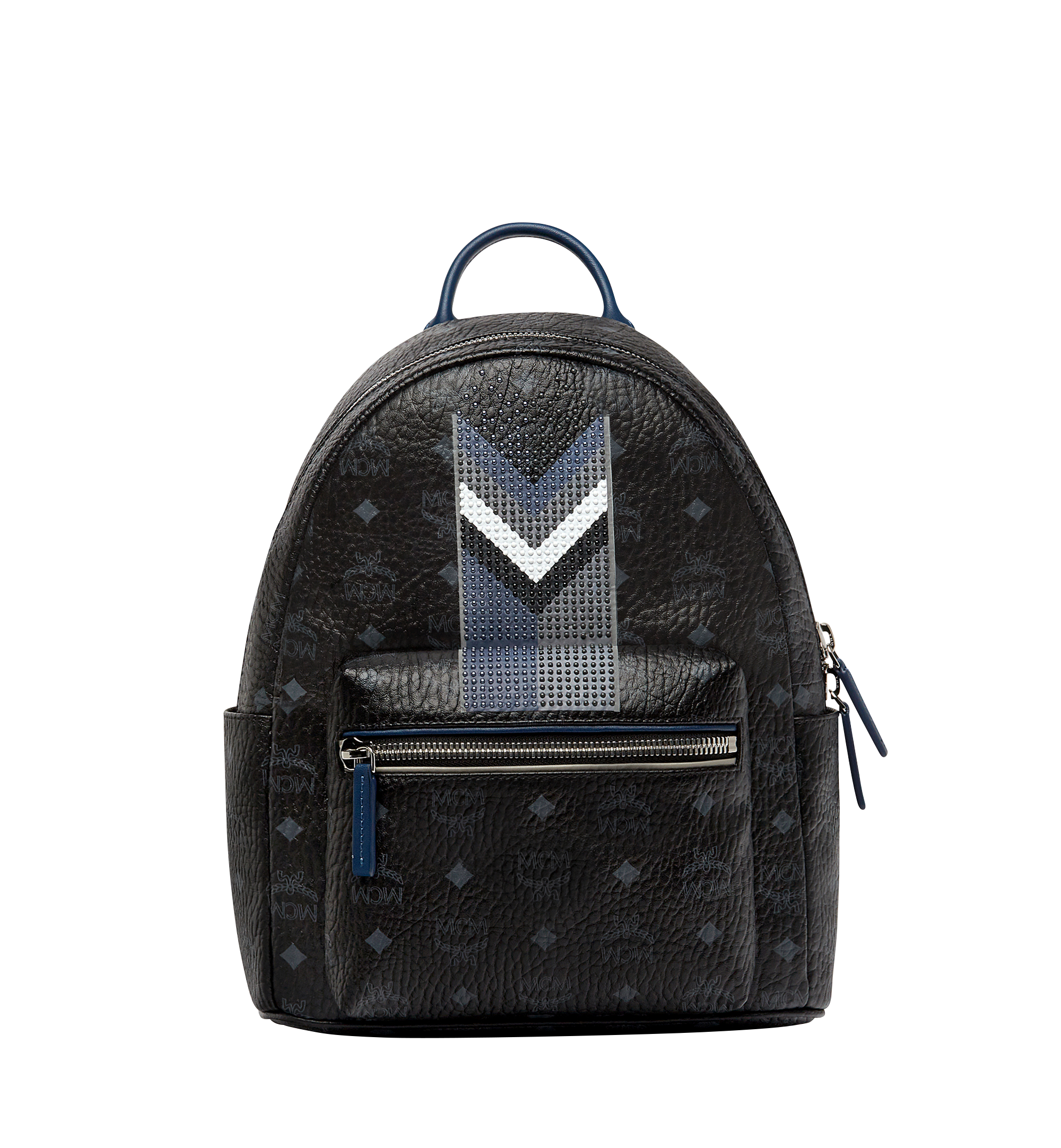 MCM Stark Chevron Stripe Backpack in Visetos Black MMK8SVE46BK001 Plus de photos 1