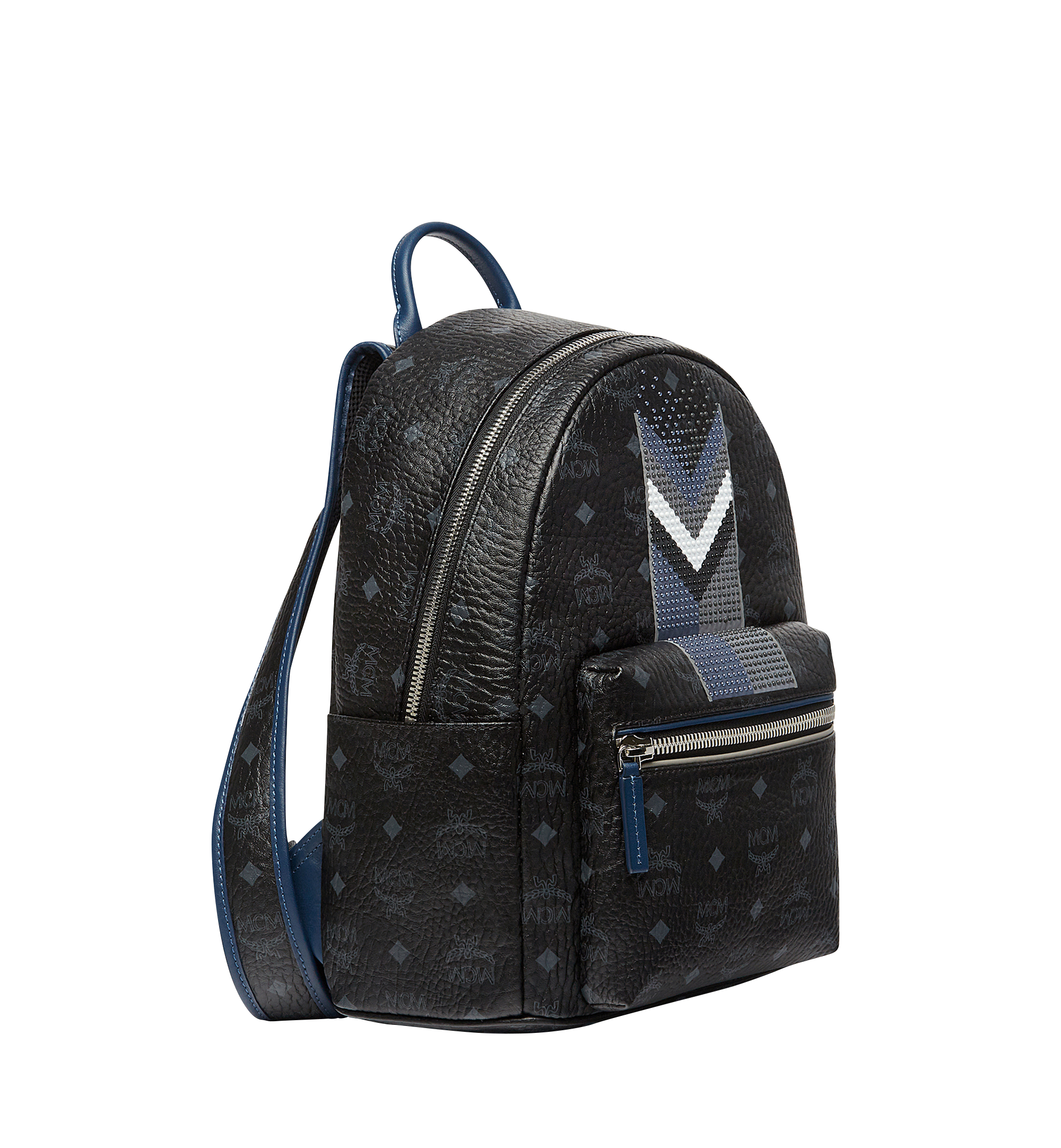 MCM Stark Chevron Stripe Backpack in Visetos Black MMK8SVE46BK001 Plus de photos 1