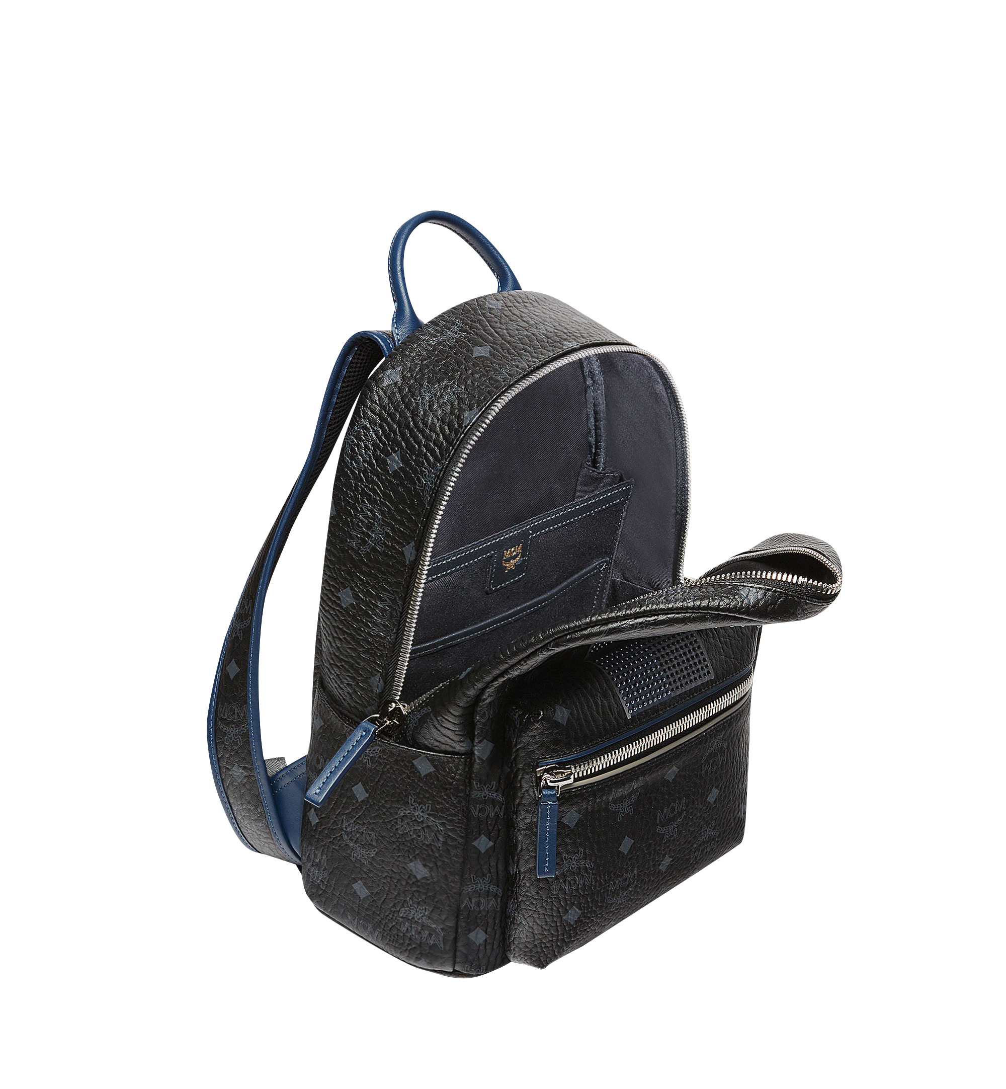 MCM Stark Chevron Stripe Backpack in Visetos Black MMK8SVE46BK001 Plus de photos 4