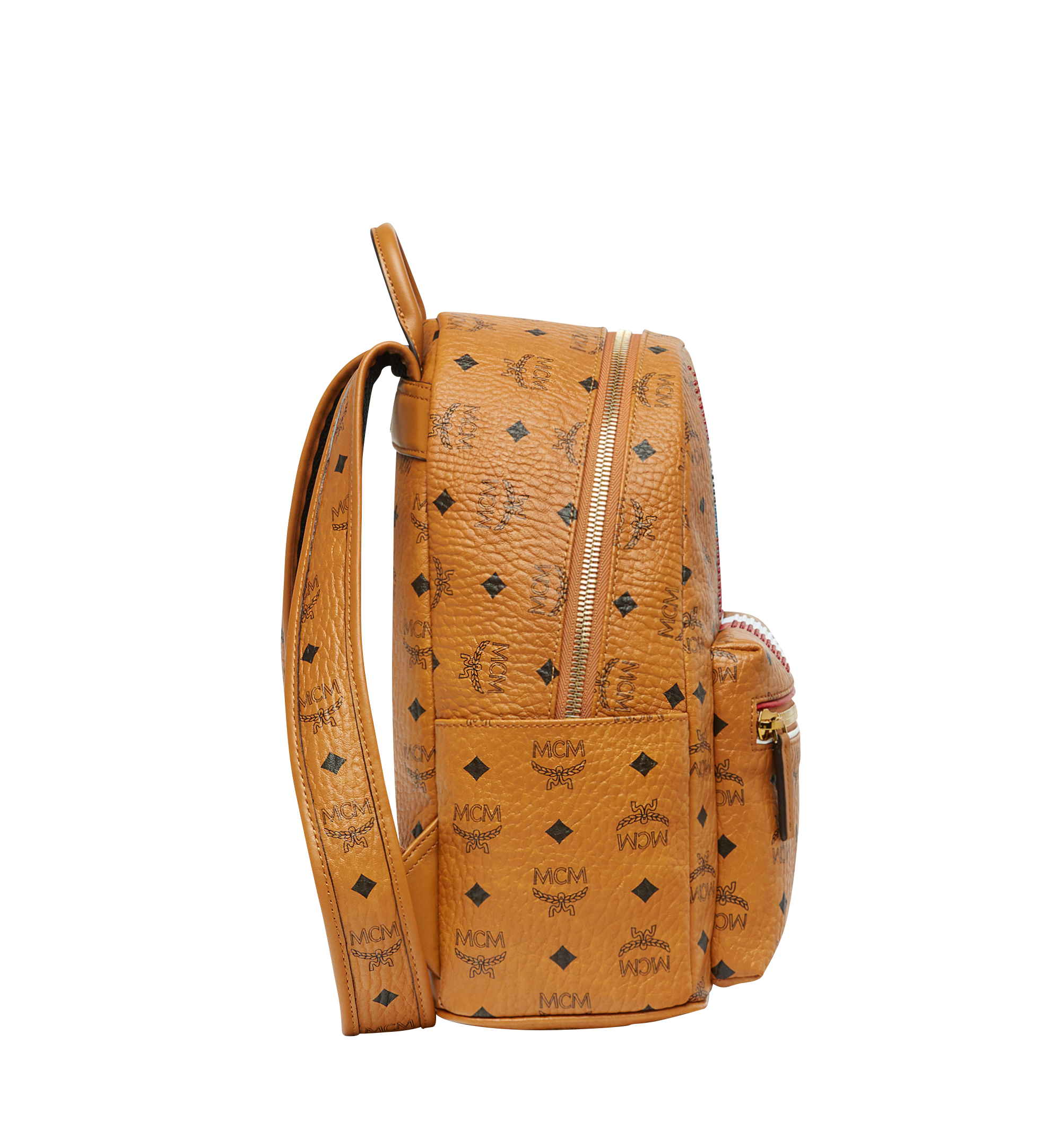 MCM Stark Chevron Stripe Backpack in Visetos Cognac MMK8SVE46CO001 Alternate View 2