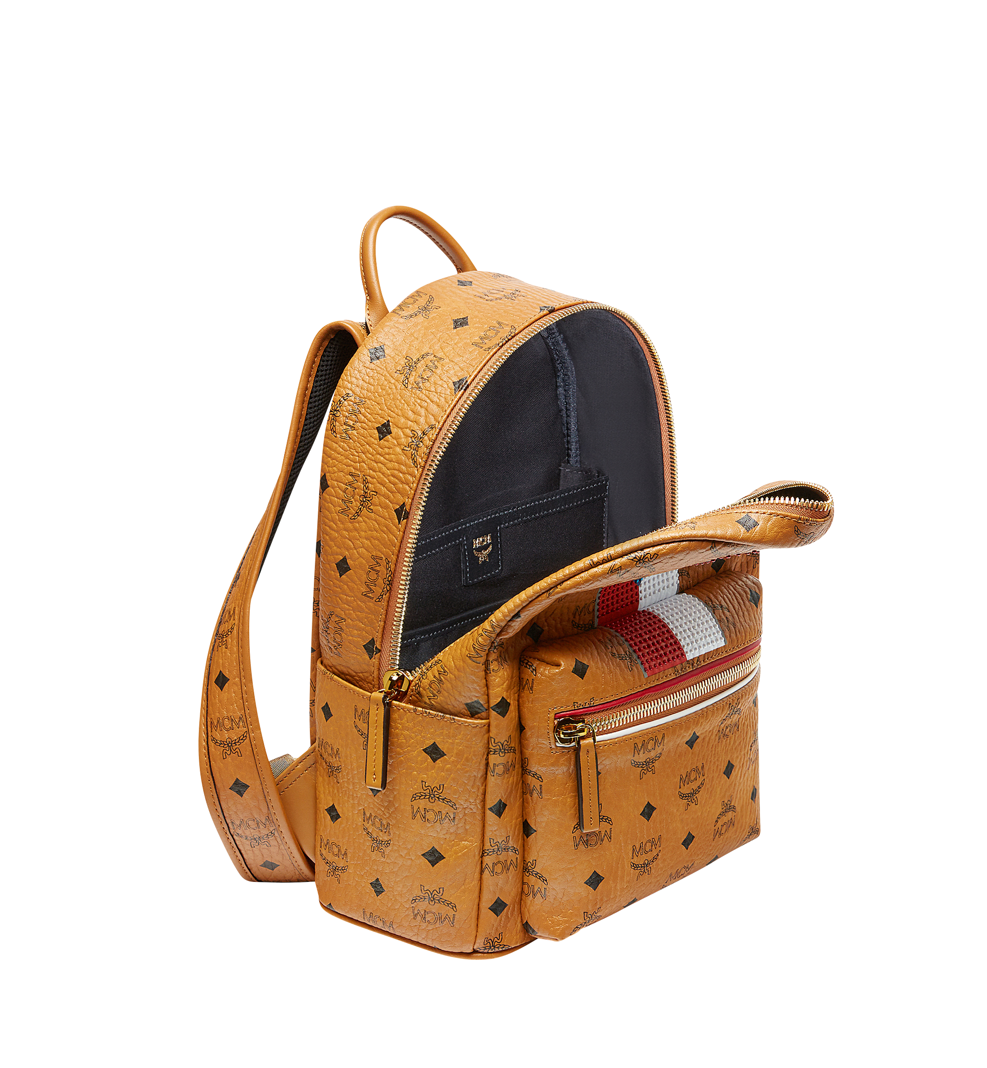 MCM Stark Chevron Stripe Backpack in Visetos Cognac MMK8SVE46CO001 Alternate View 4