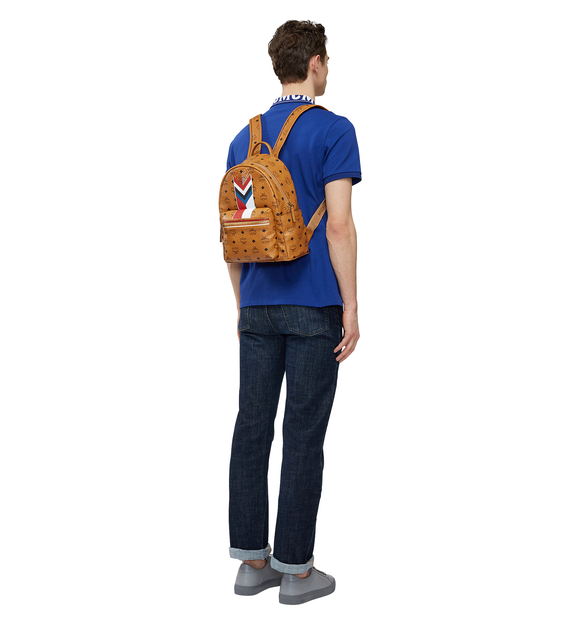 MCM Stark Chevron Stripe Backpack in Visetos Cognac MMK8SVE46CO001 Alternate View 5
