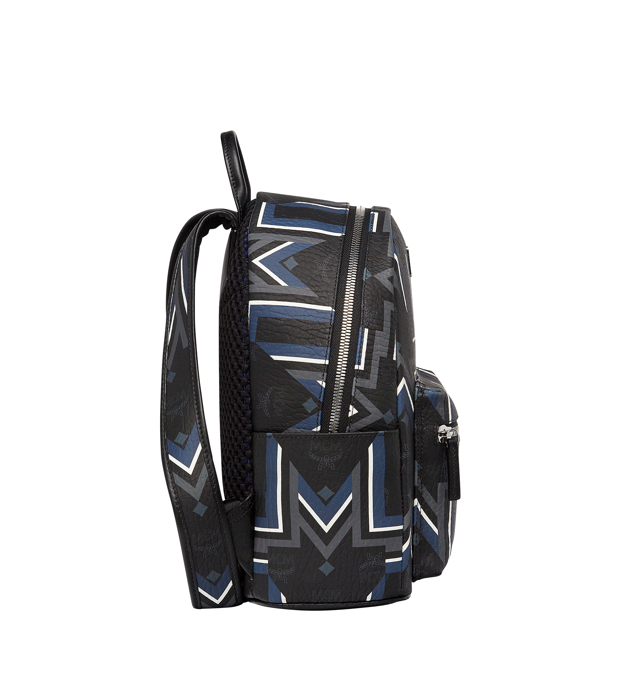 MCM Stark Gunta M Stripe Backpack in Visetos Black MMK8SVE58BK001 Alternate View 2