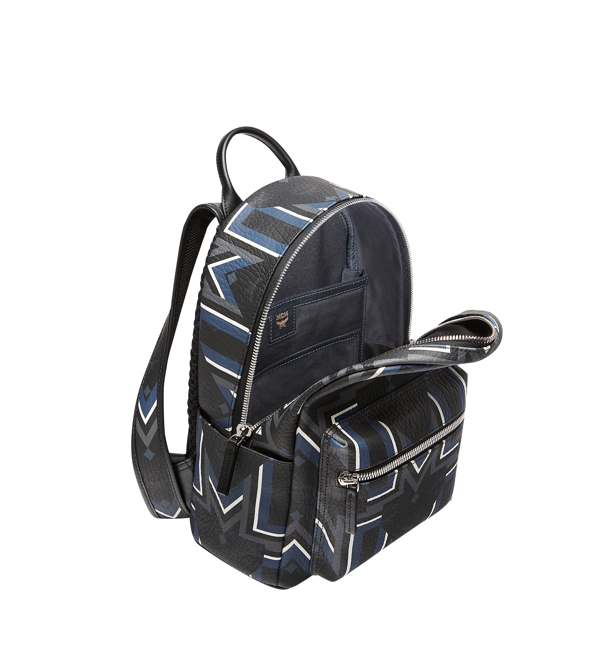 MCM Stark Gunta M Stripe Backpack in Visetos Black MMK8SVE58BK001 Alternate View 4