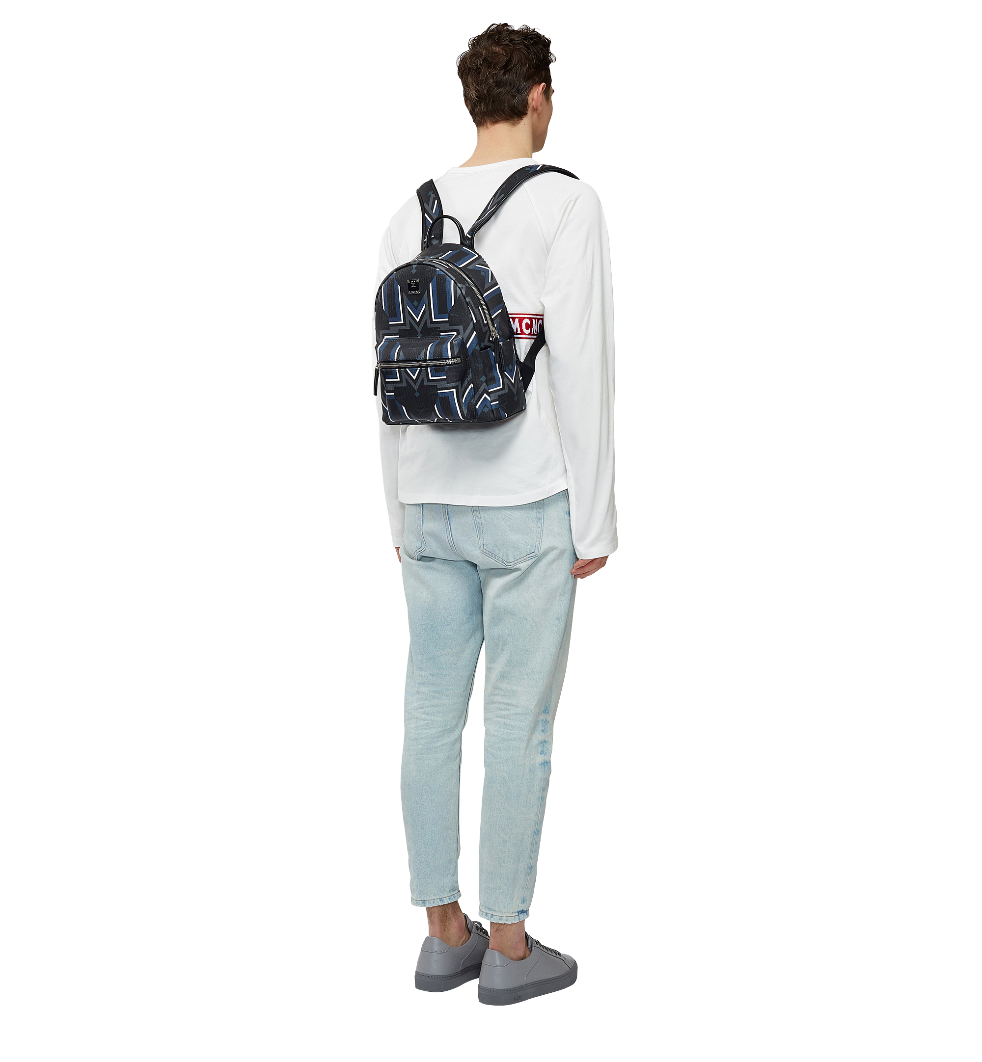 MCM Stark Gunta M Stripe Backpack in Visetos Black MMK8SVE58BK001 Alternate View 5
