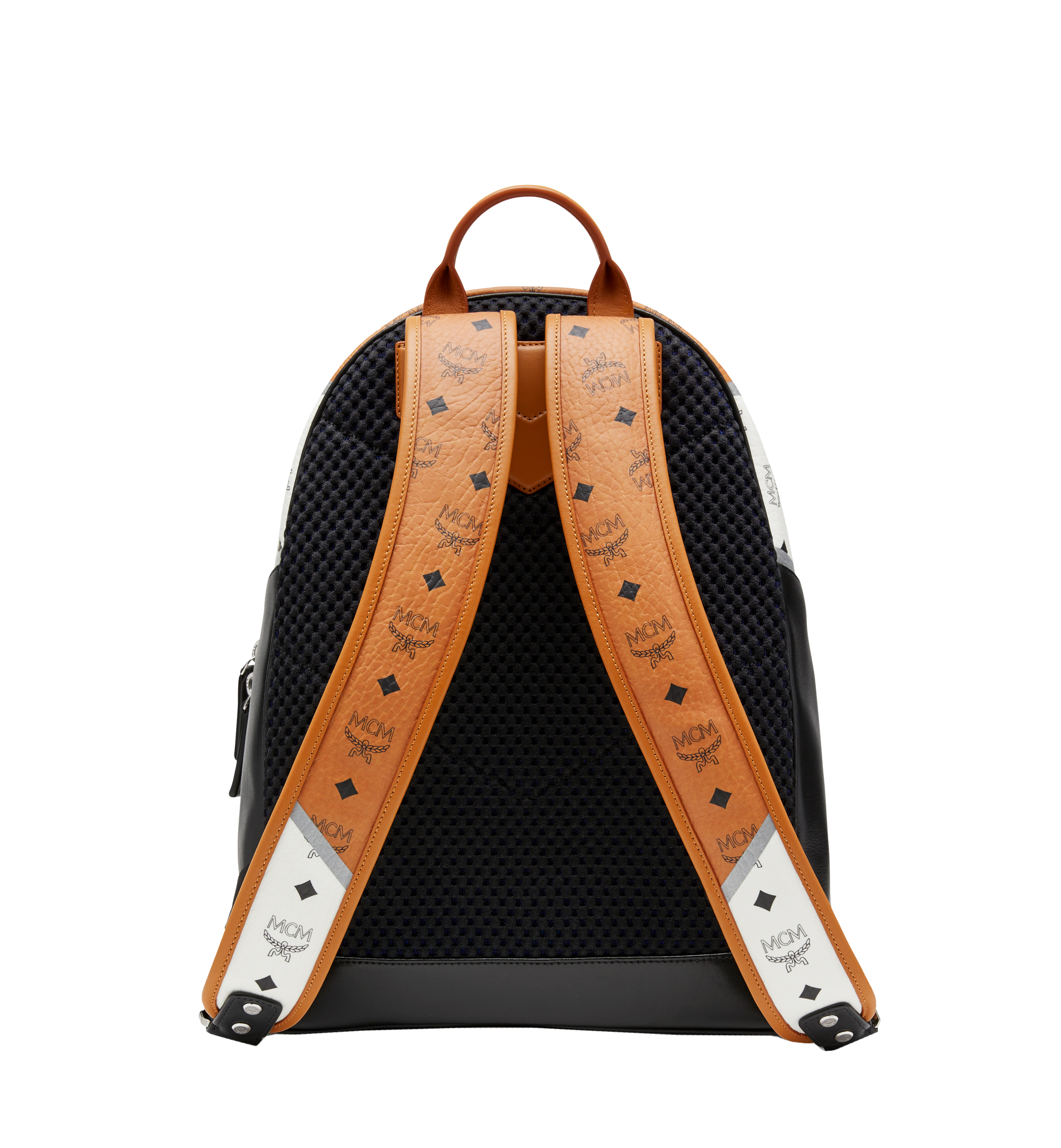 Medium Stark Chevron Backpack in Visetos Colorblock Leather Cognac