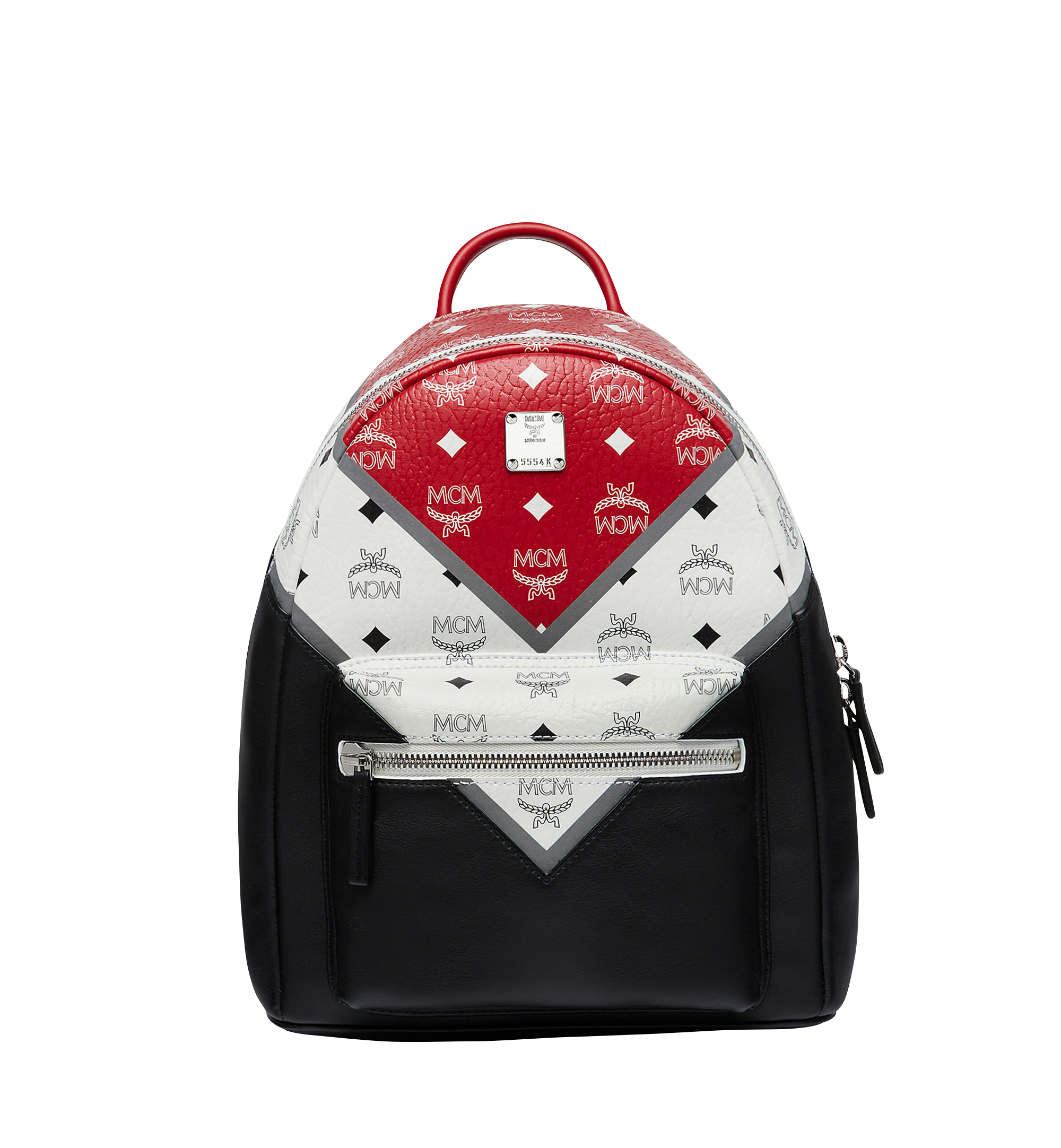 MCM Stark Chevron Backpack in Visetos Colorblock Leather Black MMK8SVE77BK001 Alternate View 1