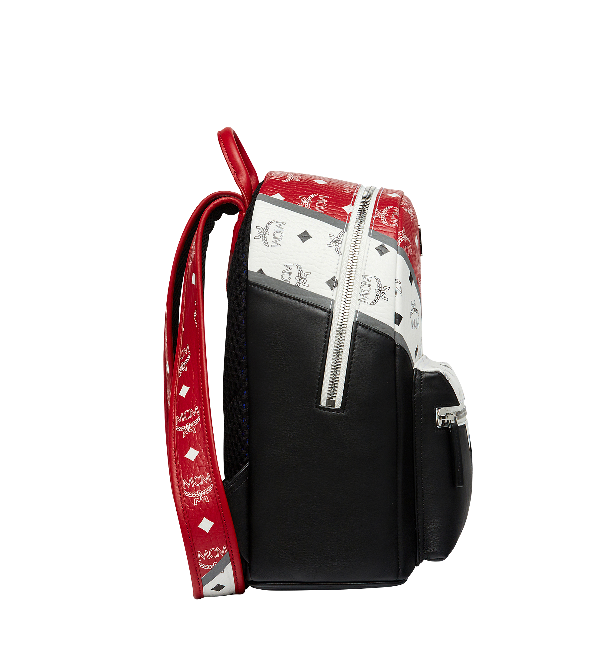 MCM Stark Chevron Backpack in Visetos Colorblock Leather Black MMK8SVE77BK001 Alternate View 2