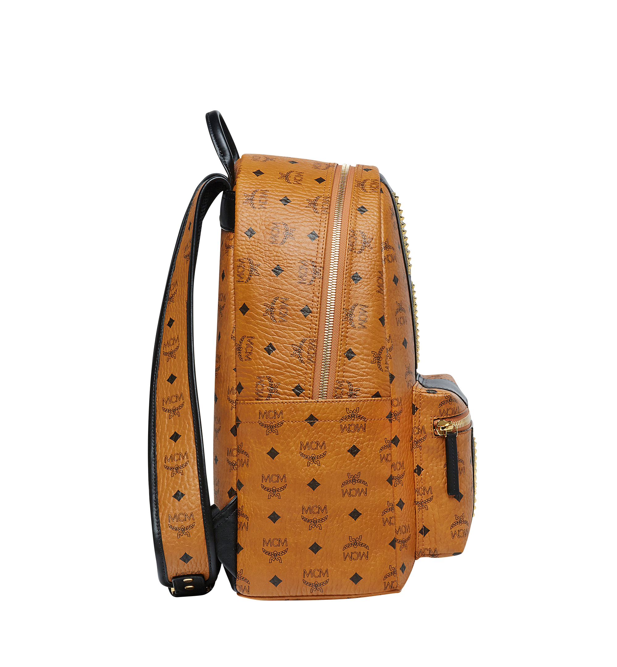 MCM Stark Logo Stripe Backpack in Visetos Cognac MMK8SVE82CO001 Alternate View 2