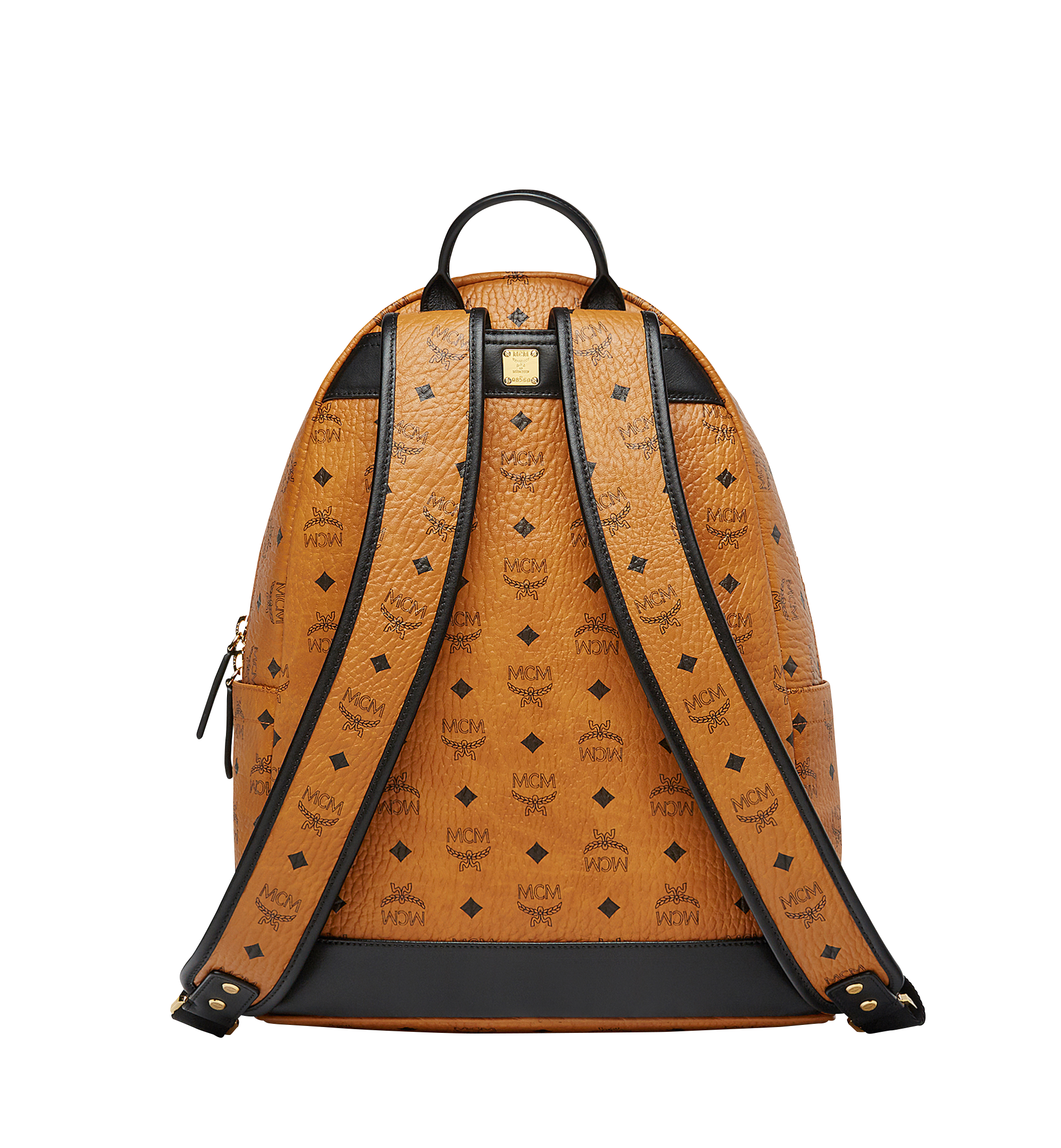 Medium Stark Logo Stripe Backpack in Visetos Cognac MCM SE